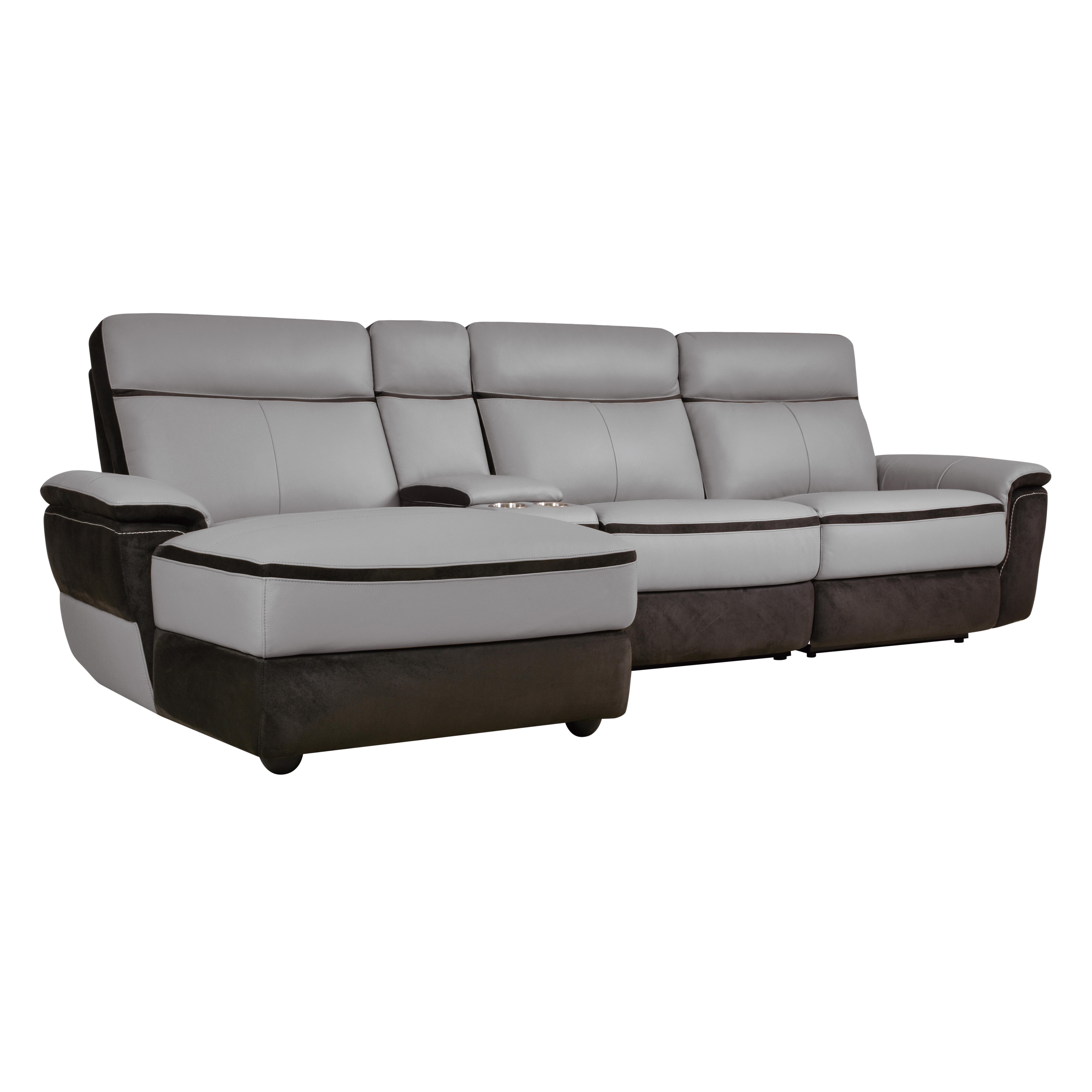 

    
Modern Charcoal Leather 4-Piece LSF Power Reclining Sectional Homelegance 8318*45LRR Laertes

