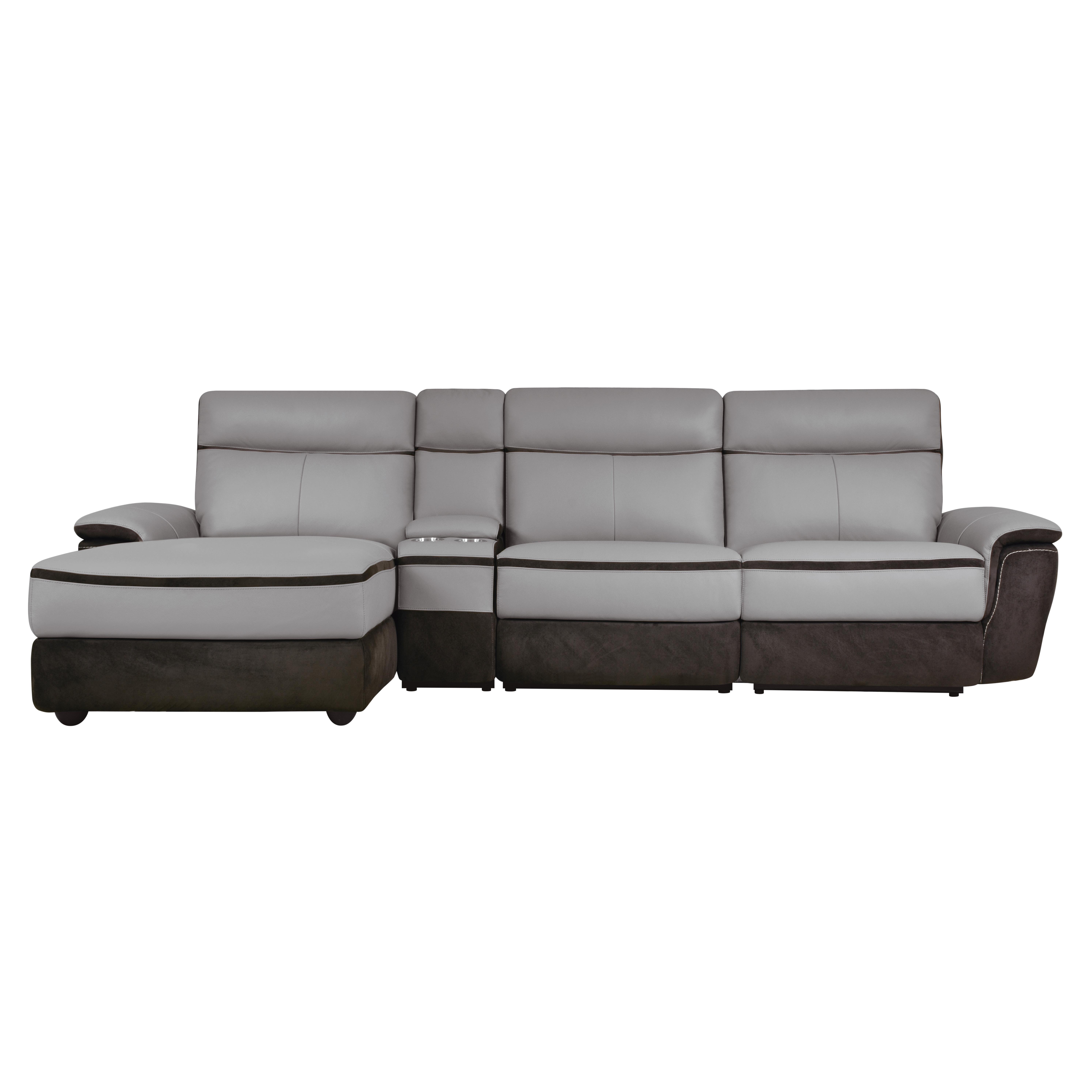 

    
Modern Charcoal Leather 4-Piece LSF Power Reclining Sectional Homelegance 8318*45LRR Laertes
