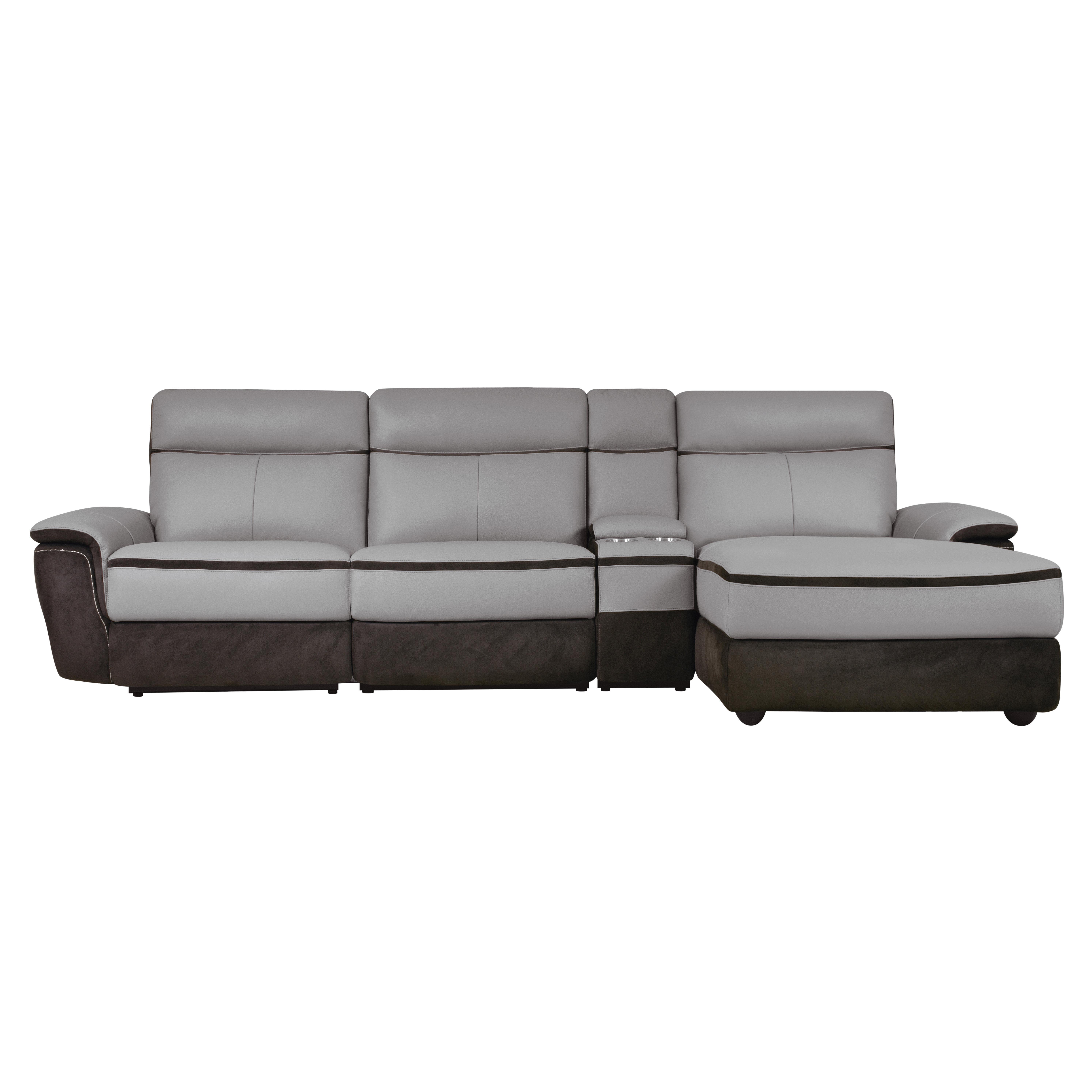 

    
Modern Charcoal Leather 4-Piece RSF Power Reclining Sectional Homelegance 8318*4LR5R Laertes
