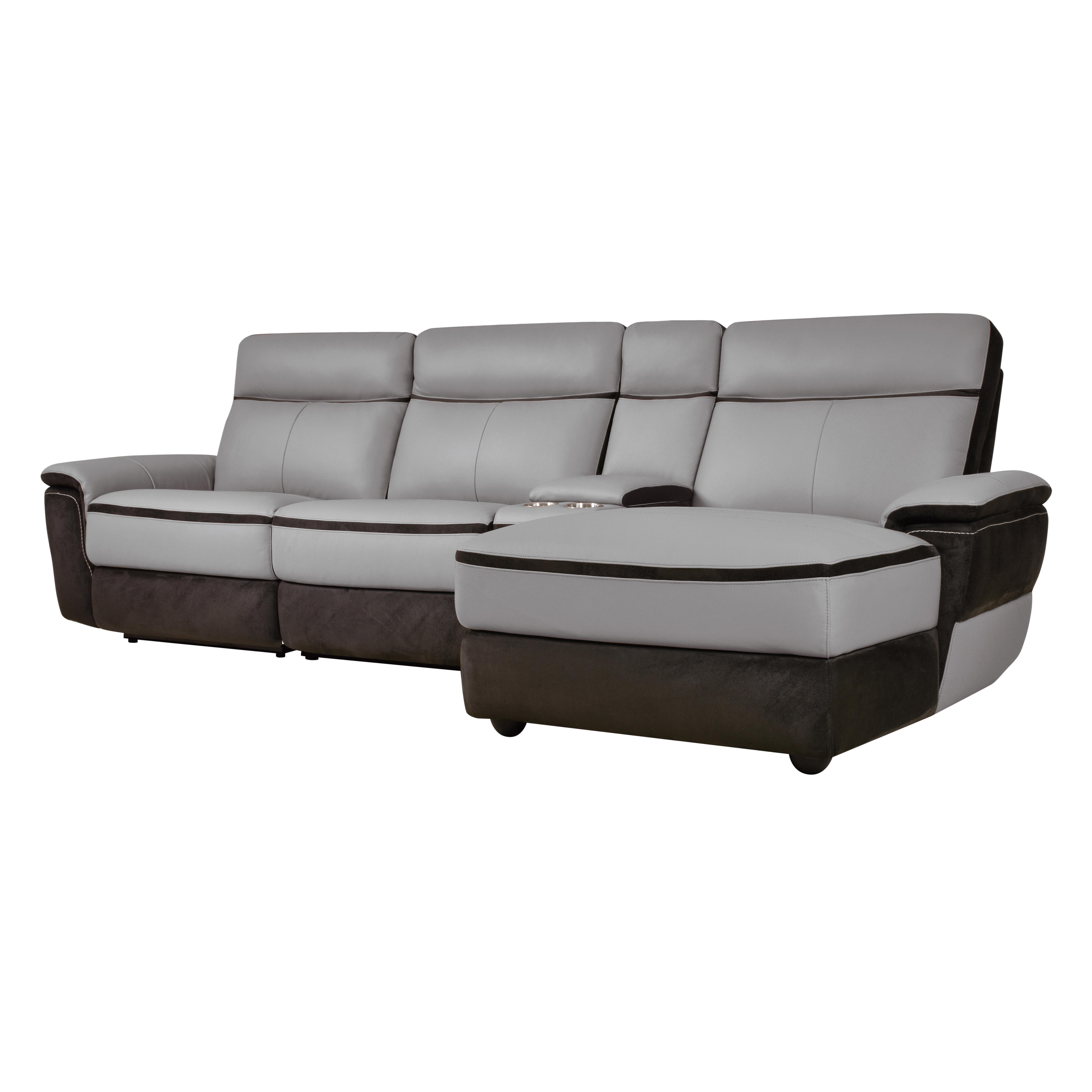 

    
Modern Charcoal Leather 4-Piece RSF Power Reclining Sectional Homelegance 8318*4LR5R Laertes

