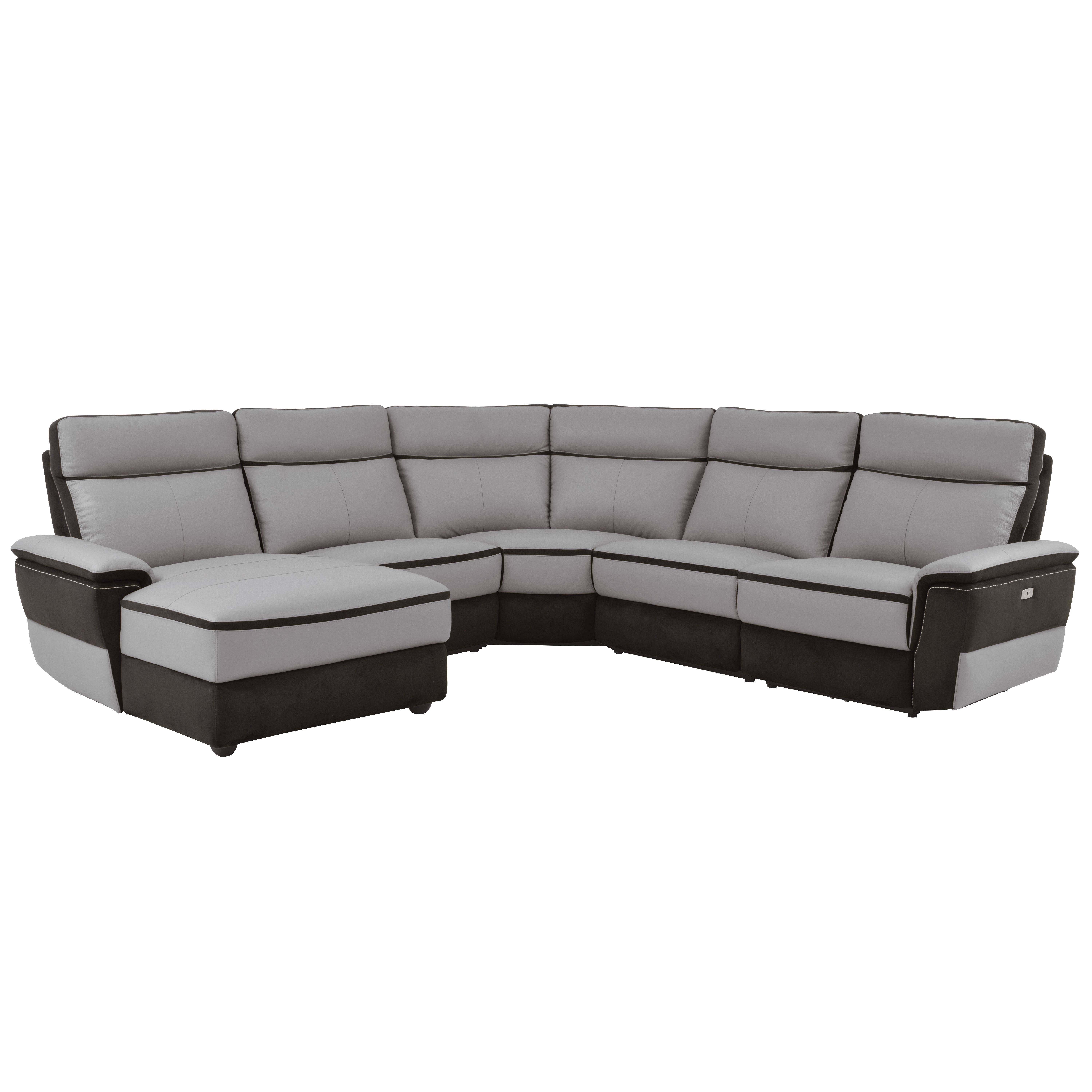 

    
Modern Charcoal Leather 5-Piece LSF Power Reclining Sectional Homelegance 8318*5A1PW Laertes
