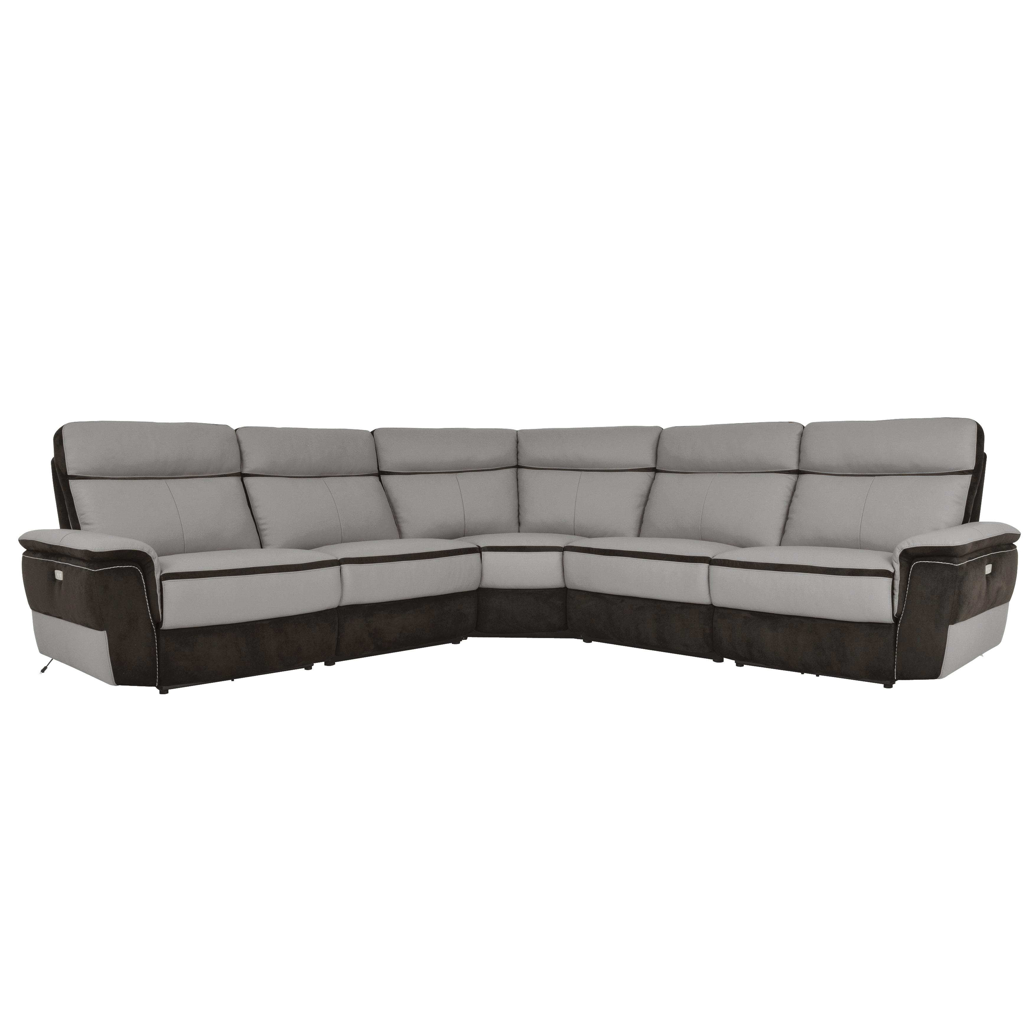 

    
Modern Charcoal Leather 5-Piece Power Reclining Sectional Homelegance 8318*5C1PW Laertes
