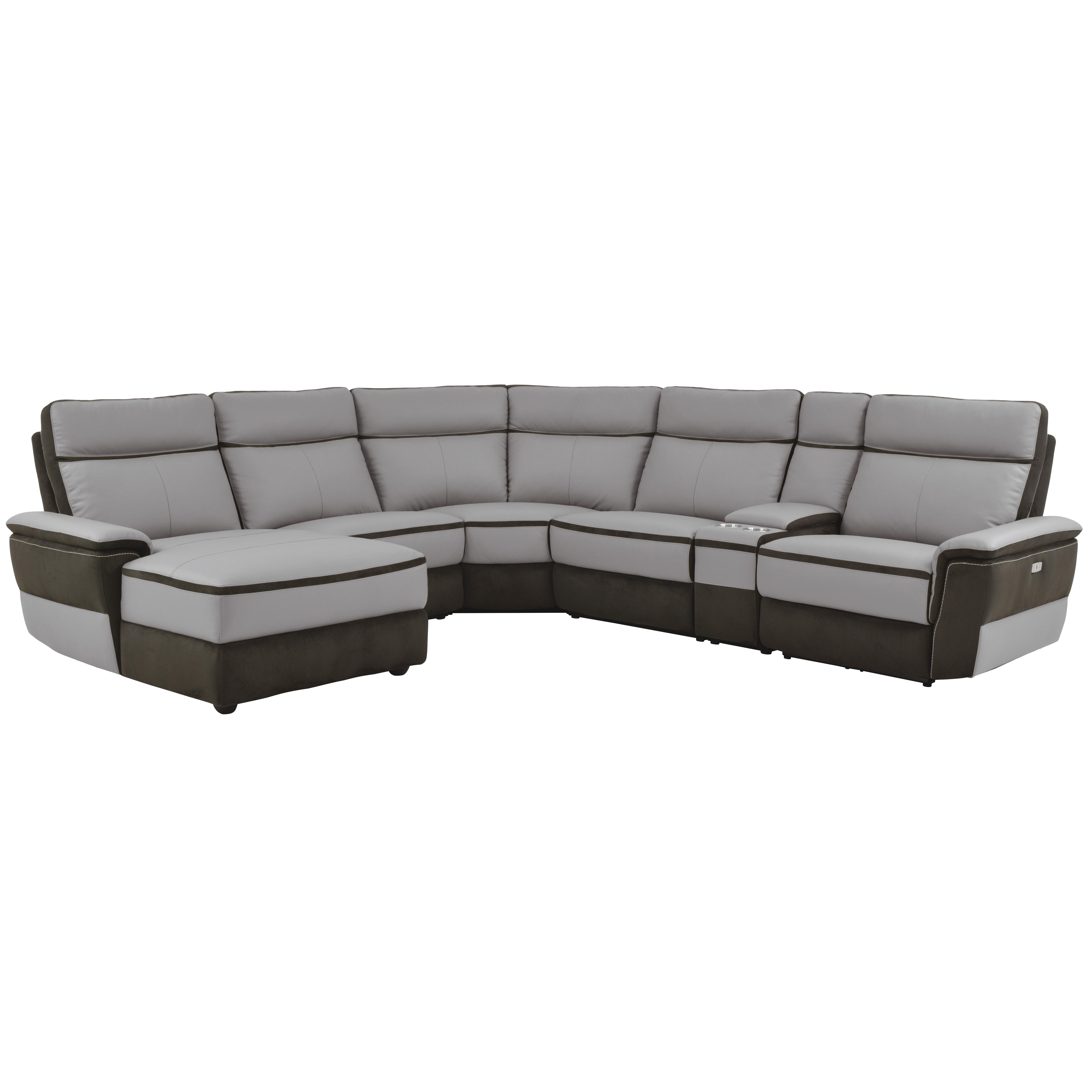 

    
Modern Charcoal Leather 6-Piece LSF Power Reclining Sectional Homelegance 8318*6A1PW Laertes
