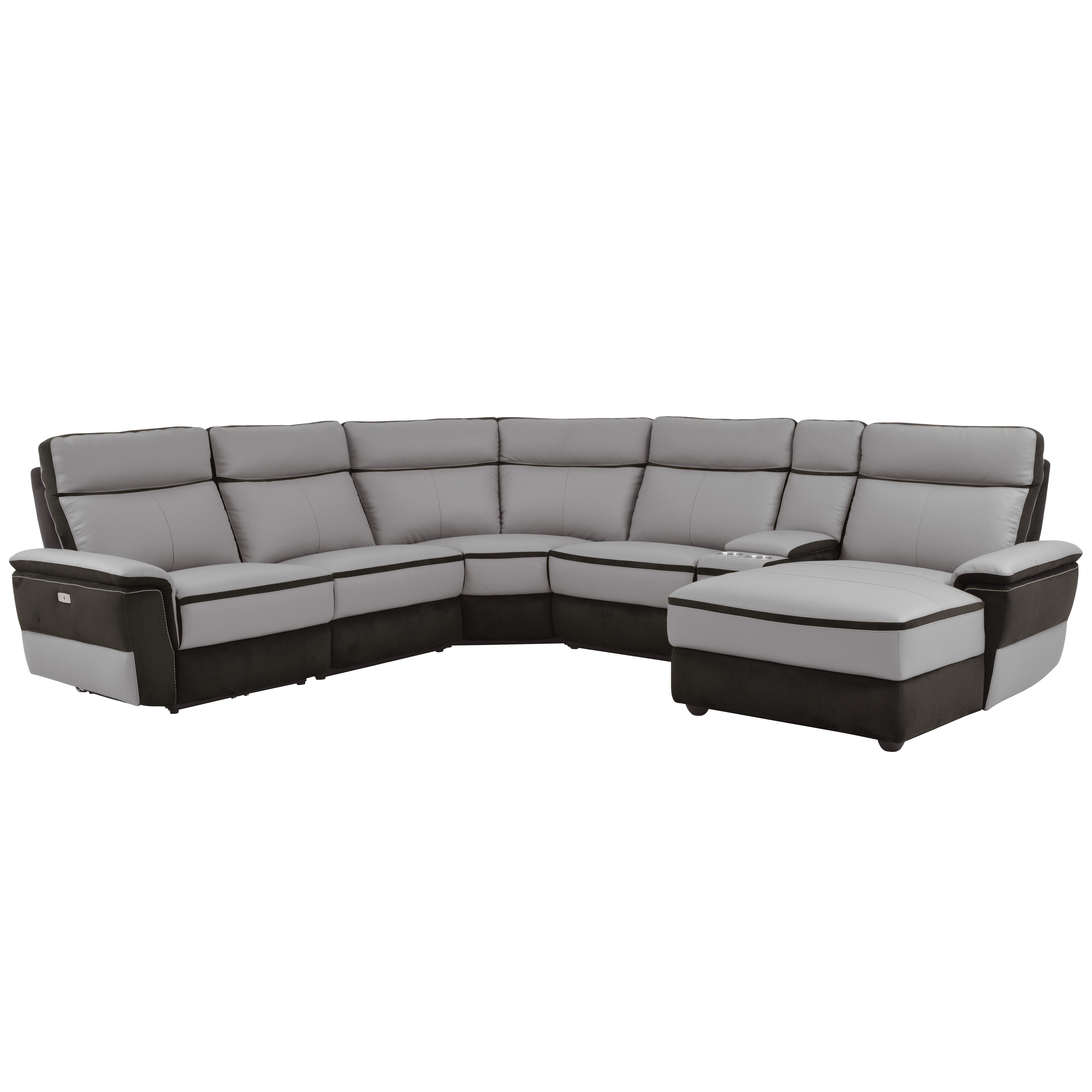 

    
Modern Charcoal Leather 6-Piece RSF Power Reclining Sectional Homelegance 8318*6B1PW Laertes

