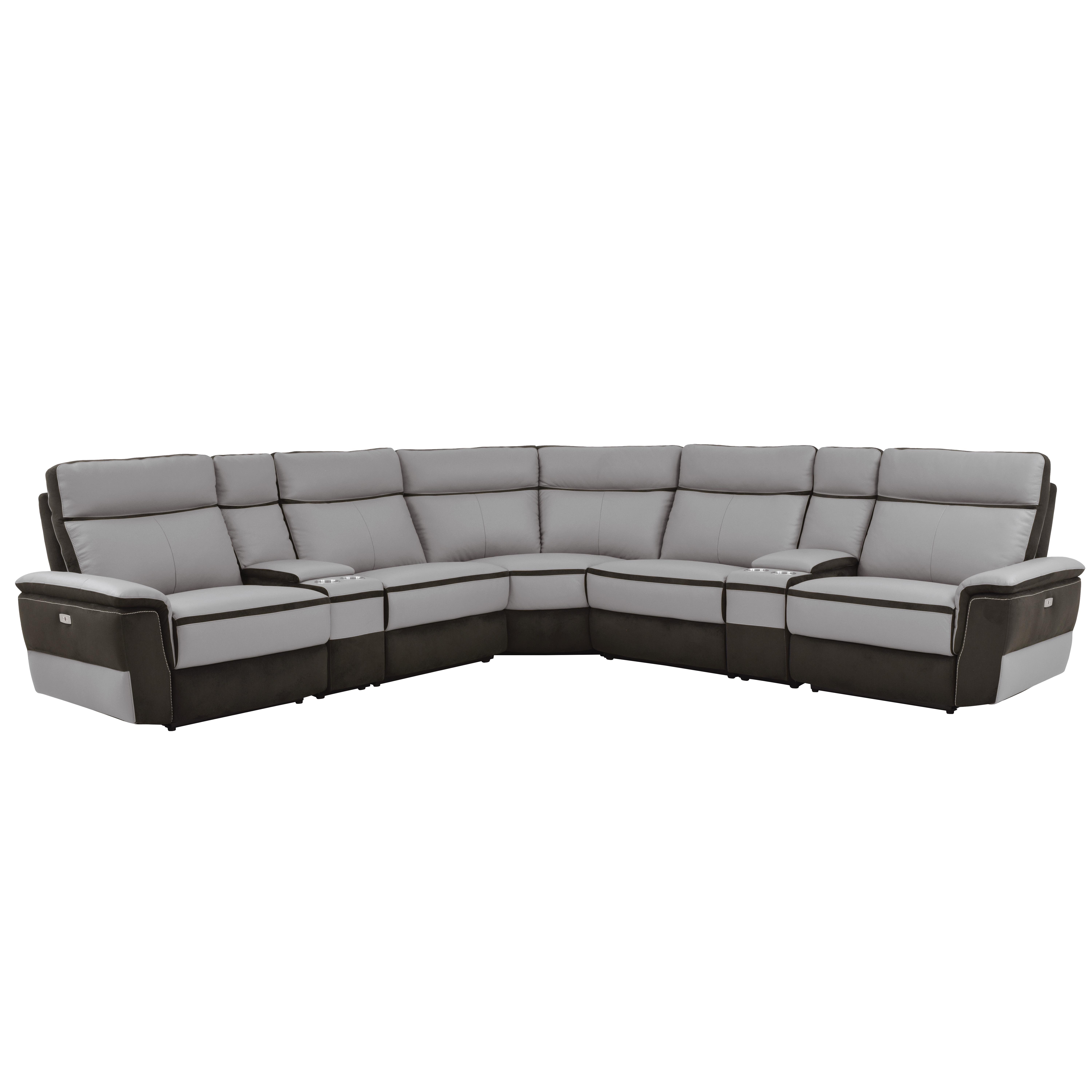 

    
Modern Charcoal Leather 7-Piece Power Reclining Sectional Homelegance 8318*7C1PW Laertes
