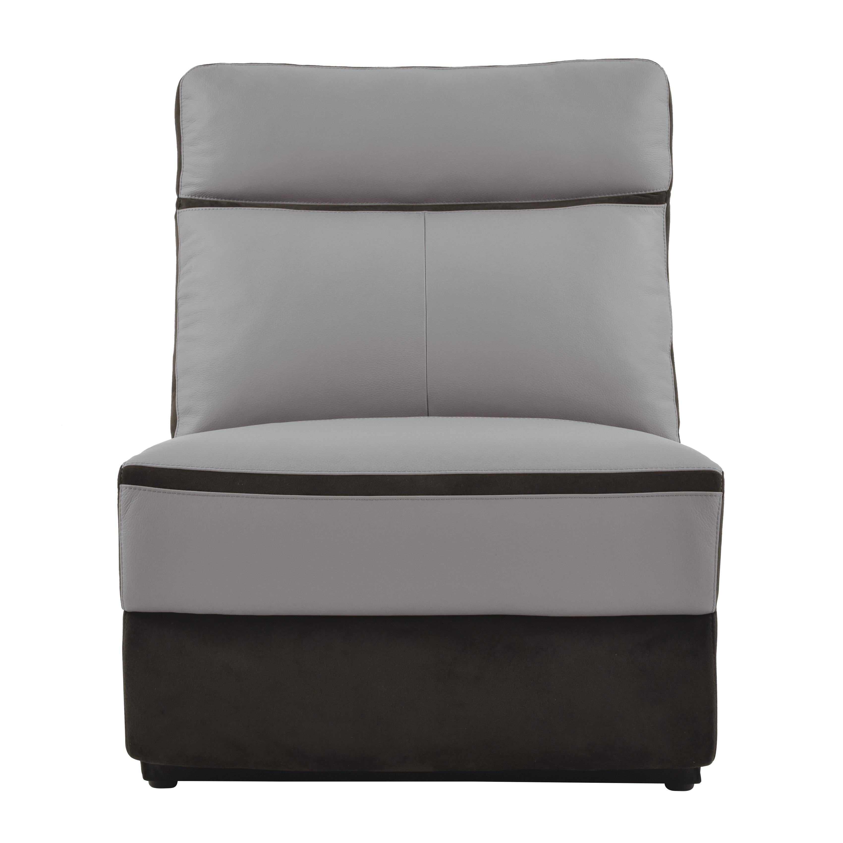 Modern Armless Chair 8318-AC Laertes 8318-AC in Charcoal Top grain leather