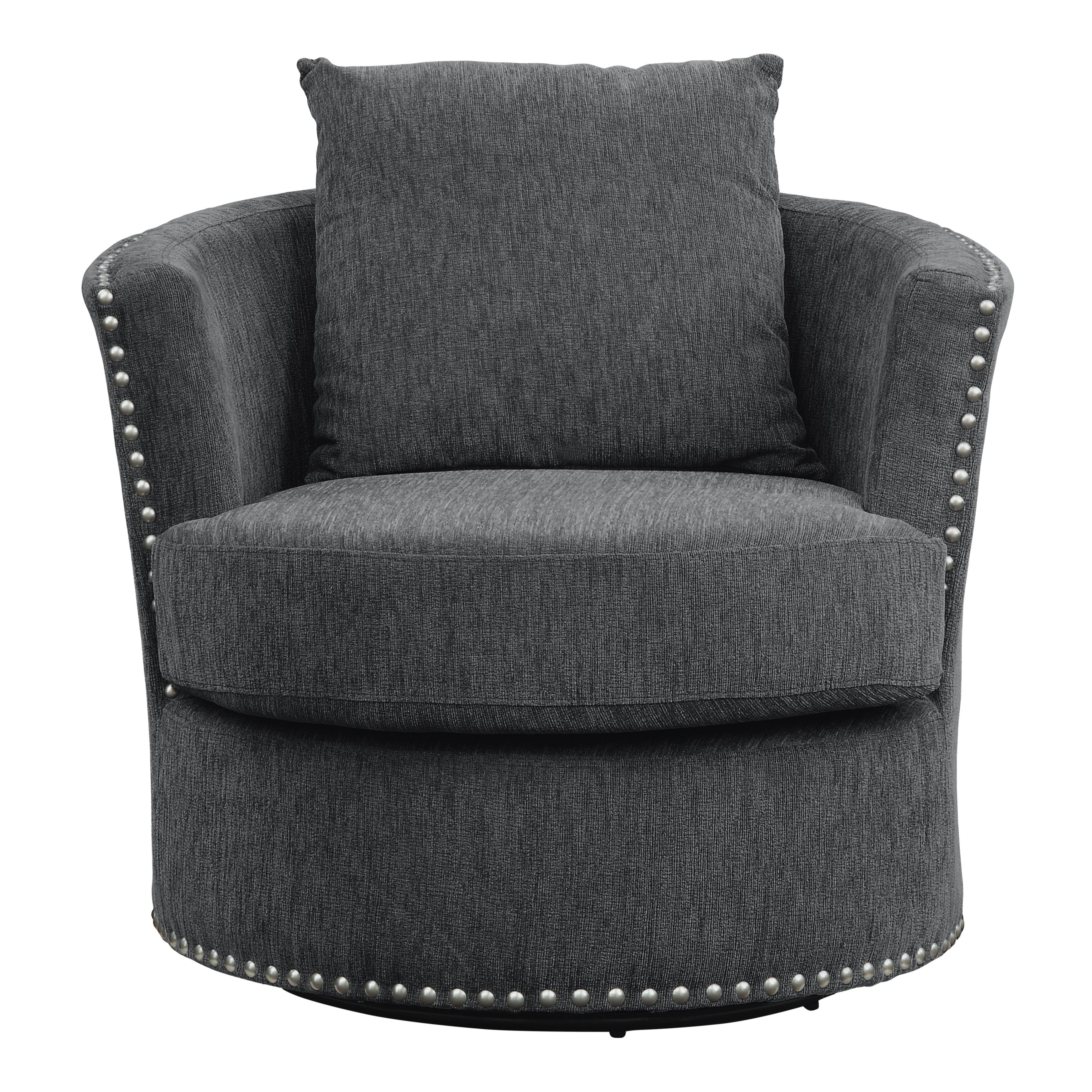 Modern Swivel Chair 9468CC-1 Morelia 9468CC-1 in Charcoal Chenille