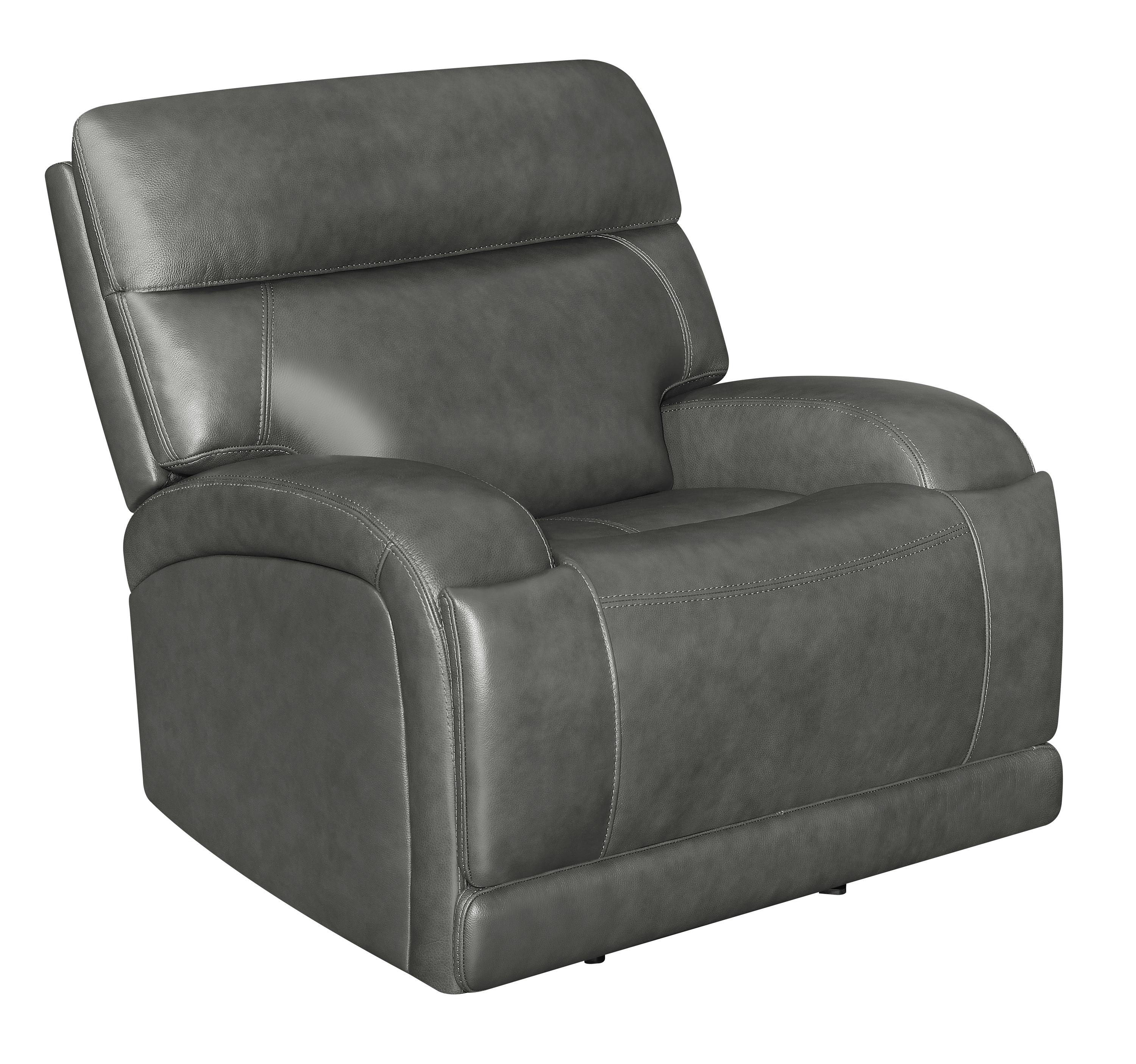 

                    
Buy Modern Charcoal Top Grain Leather Power Living Room Set 3pcs Coaster 610484P-S3 Longport
