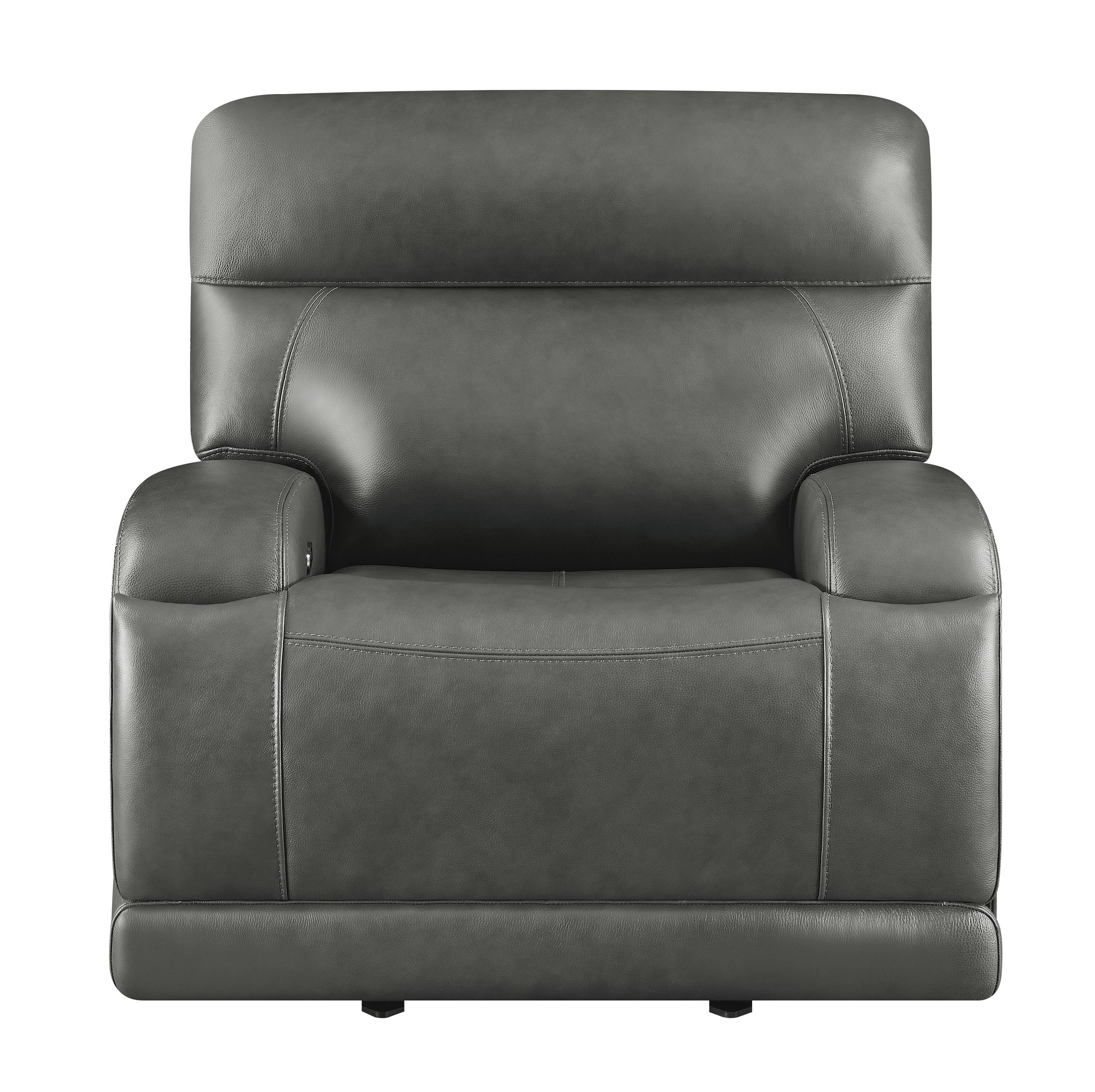 Modern Power recliner 610486P Longport 610486P in Charcoal Top grain leather