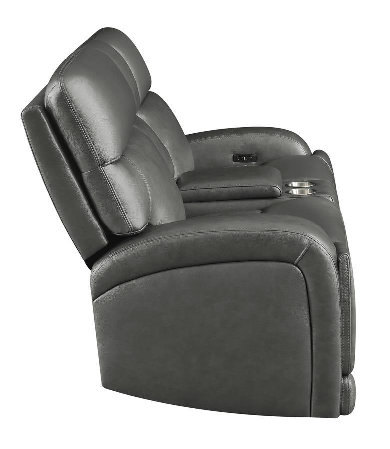 

                    
Coaster 610485P Longport Power Reclining Loveseat Charcoal Top grain leather Purchase 
