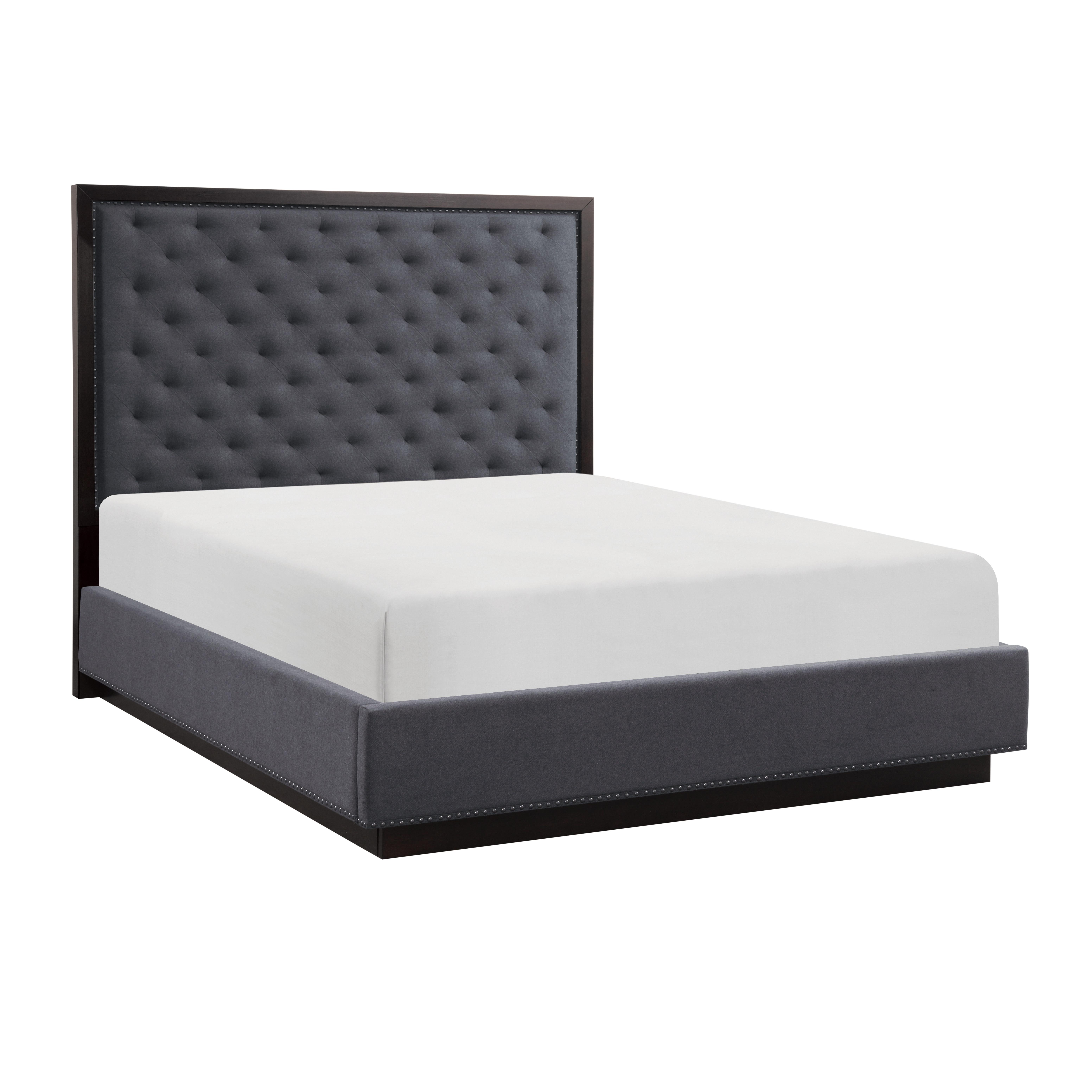 Modern Bed 5424K-1CK* Larchmont 5424K-1CK* in Charcoal Polyester