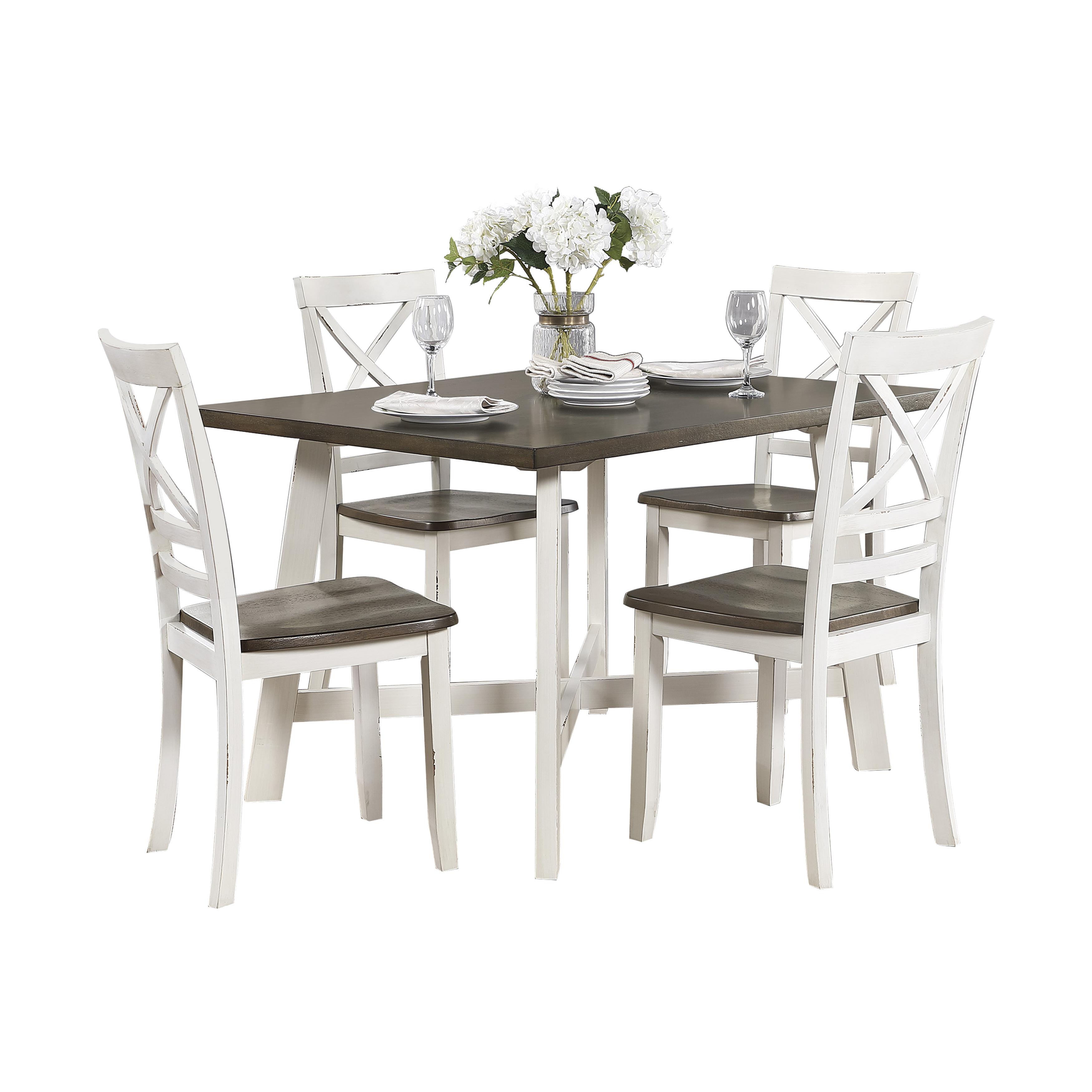 Modern Dining Room Set 5777WH Troy 5777WH in Antique White, Cherry 