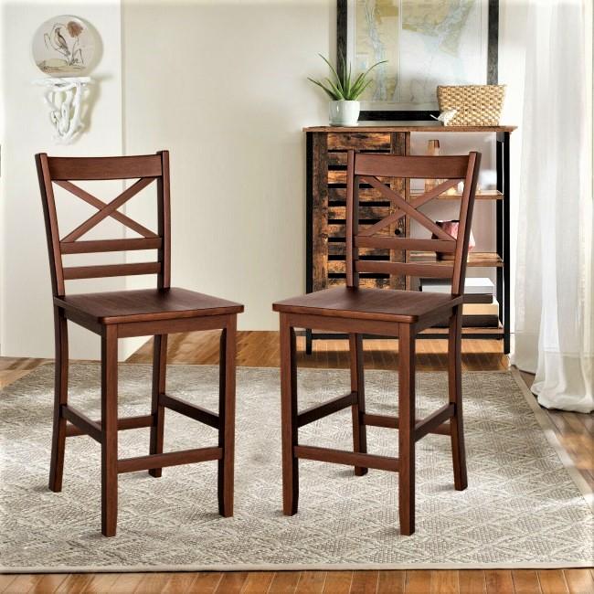 

    
Modern Cherry 2pcs Counter Height Chairs by Acme Tartys 72537
