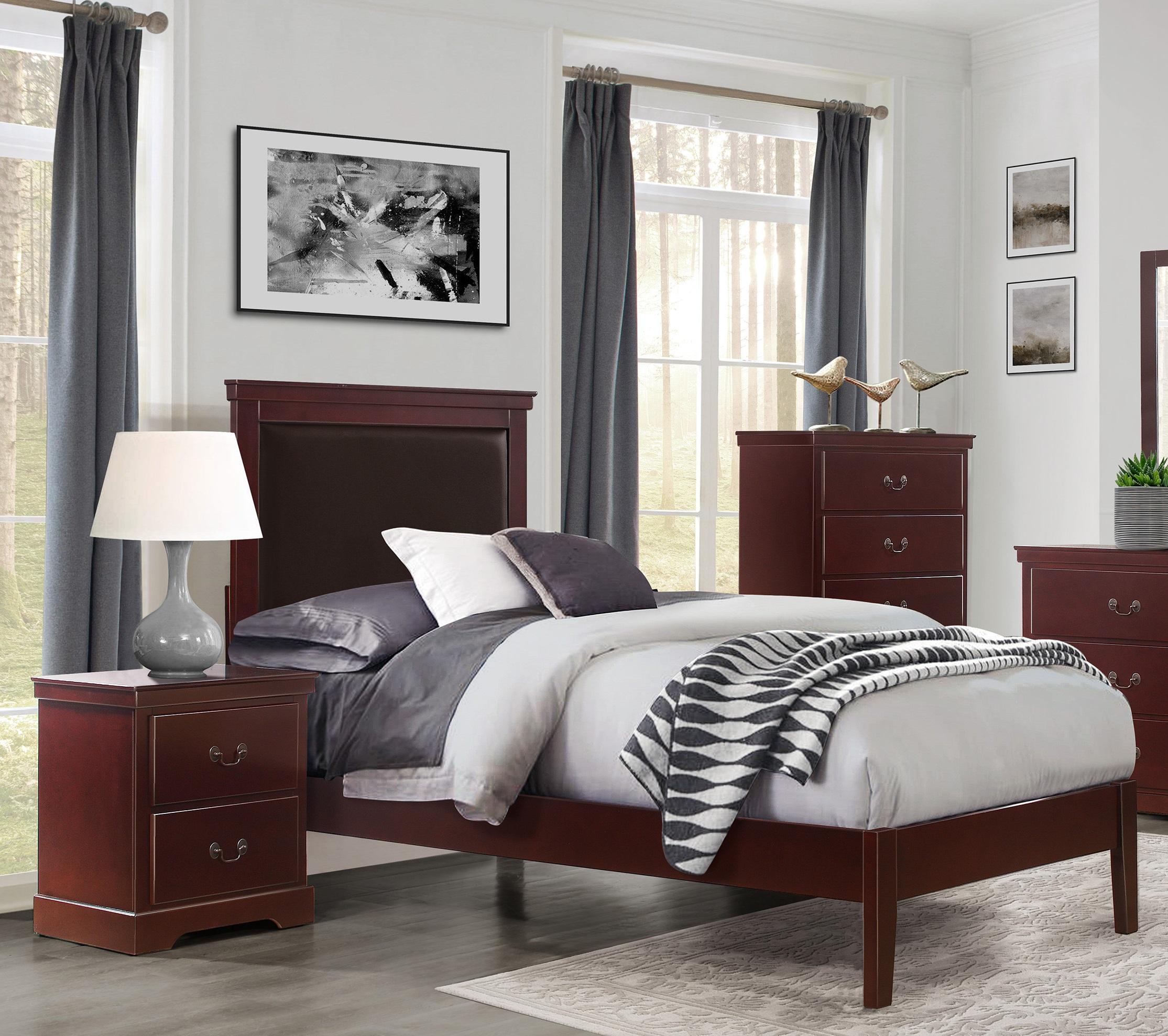 Modern Bedroom Set 1519CHT-1-3PC Seabright 1519CHT-1-3PC in Cherry Faux Leather