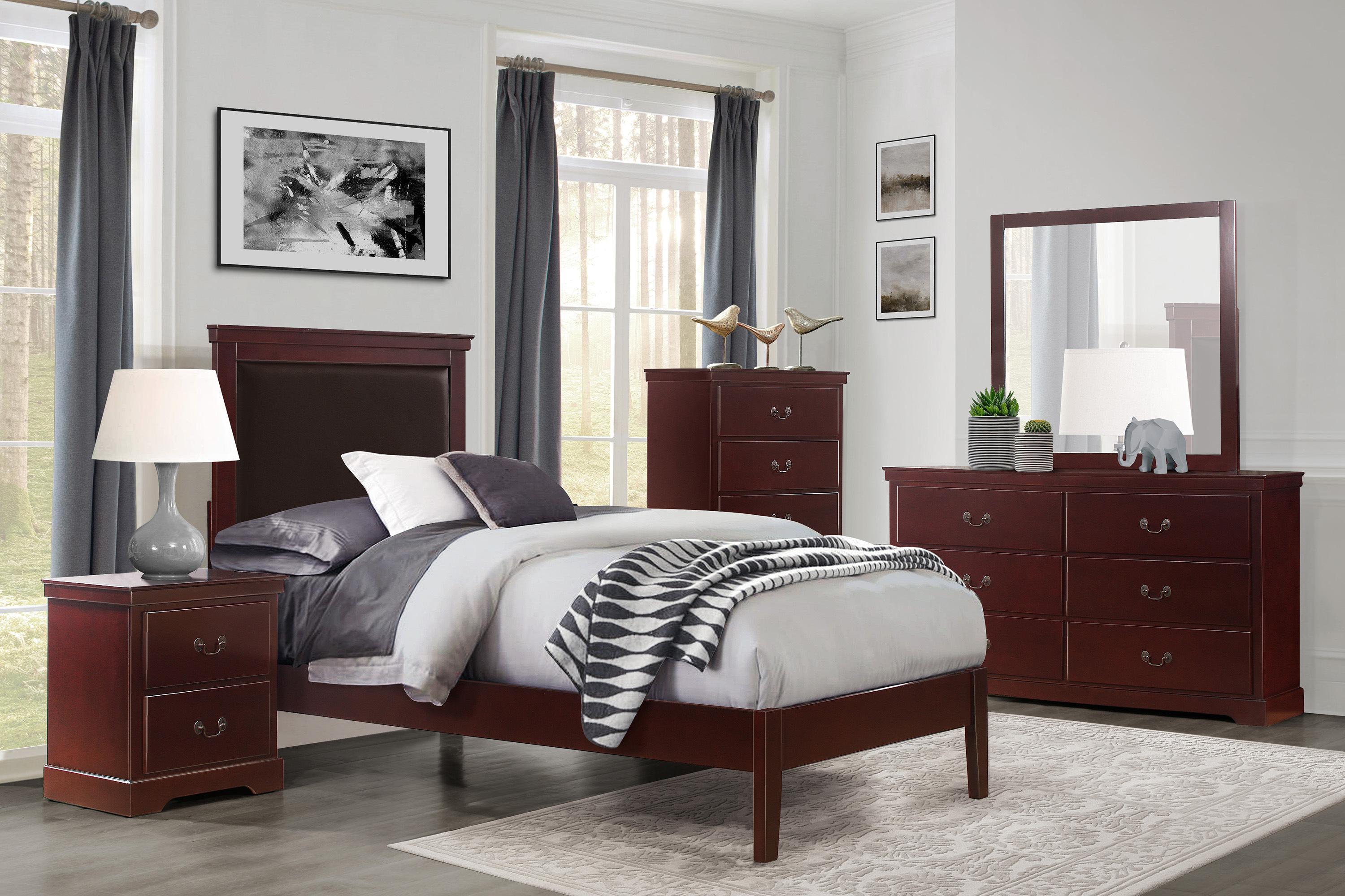 Modern Bedroom Set 1519CHT-1-5PC Seabright 1519CHT-1-5PC in Cherry Faux Leather