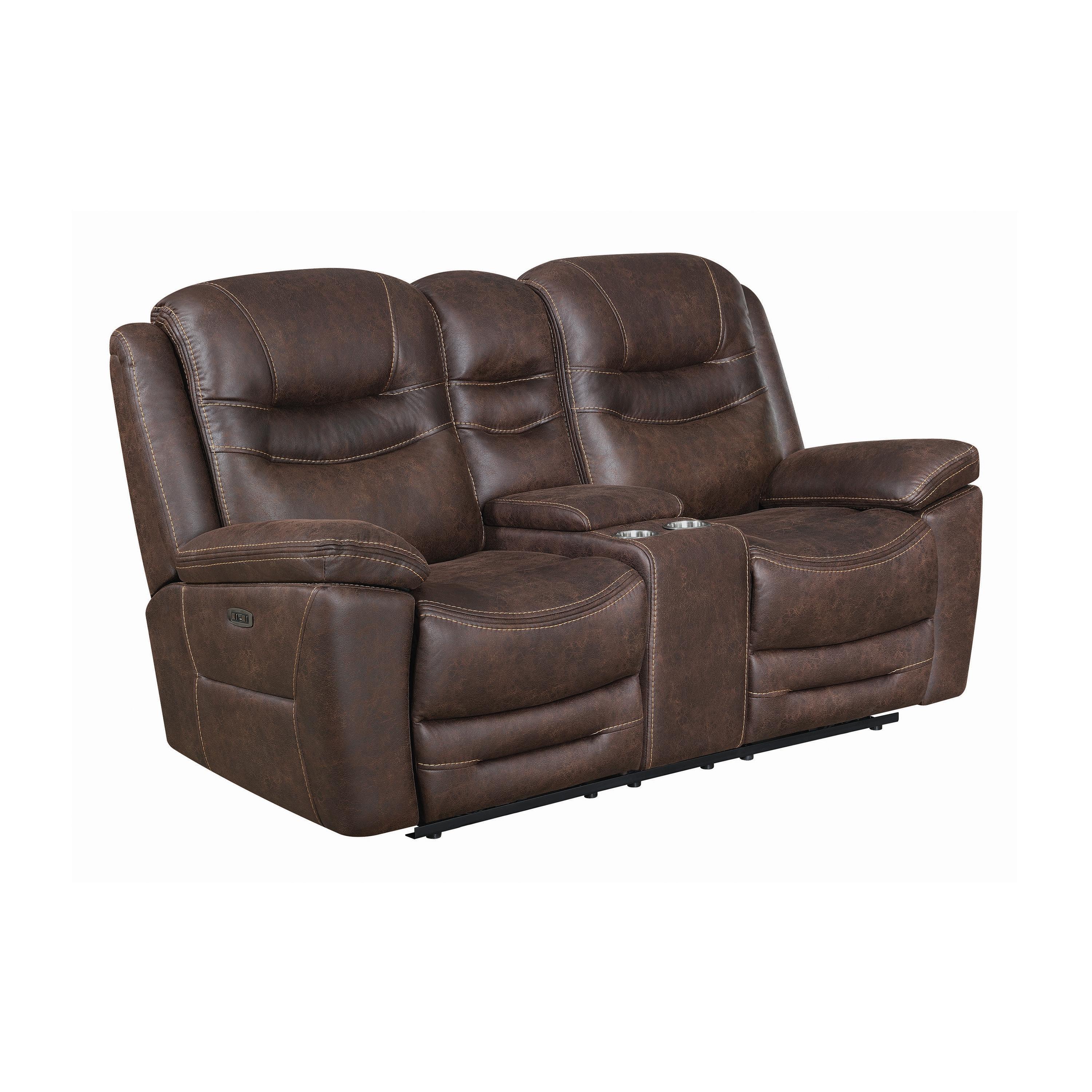 

                    
Coaster 603331PP-S2 Hemer Power Living Room Set Chocolate Faux Suede Purchase 
