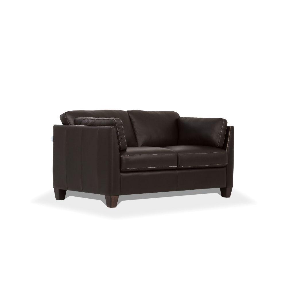 

    
Modern Chocolate Leather Loveseat by Acme Matias 55011
