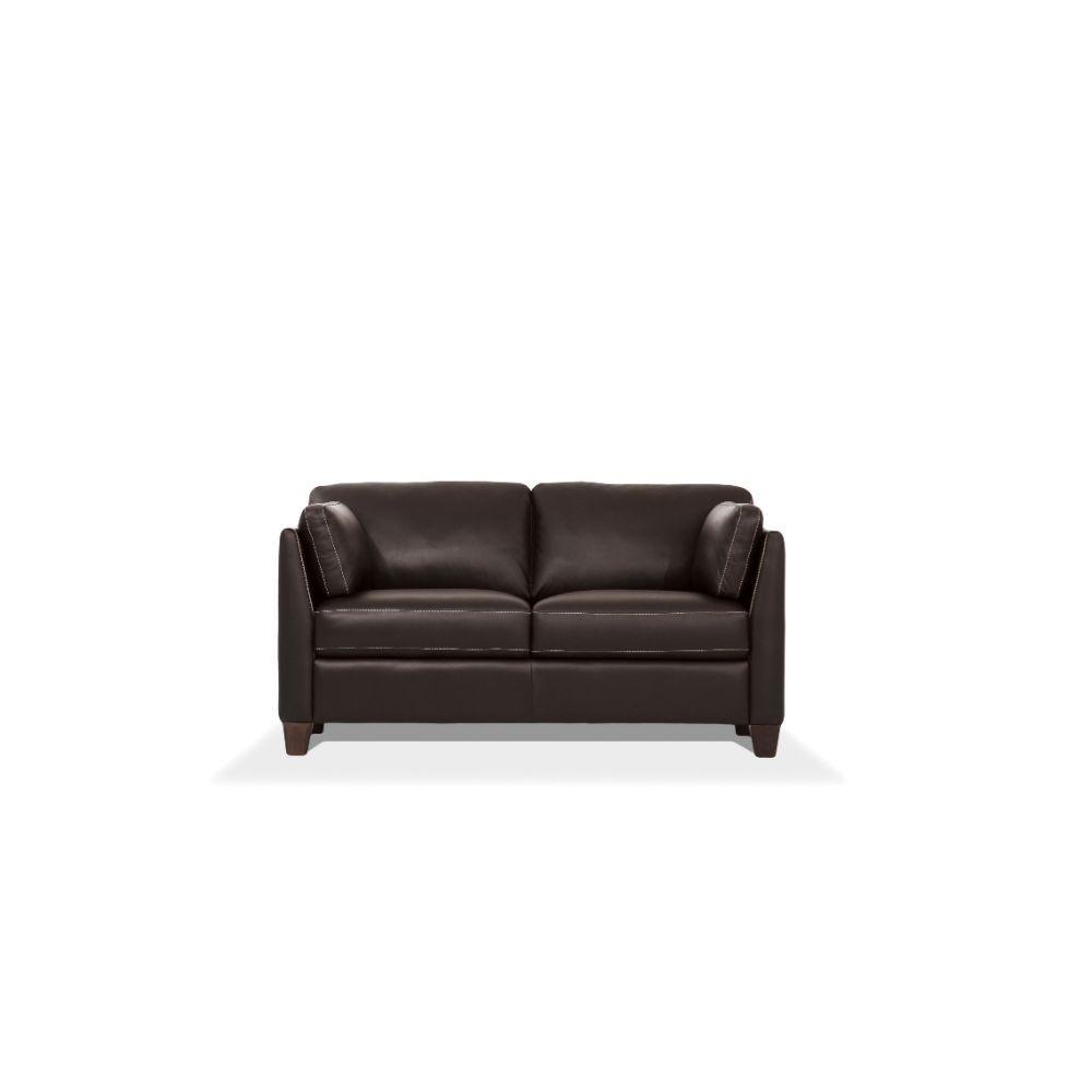 

    
Modern Chocolate Leather Loveseat by Acme Matias 55011
