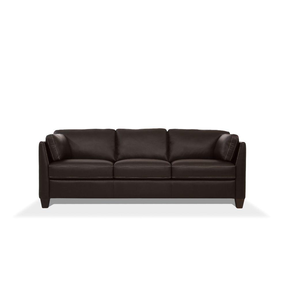 

    
Modern Chocolate Leather Sofa by Acme Matias 55010
