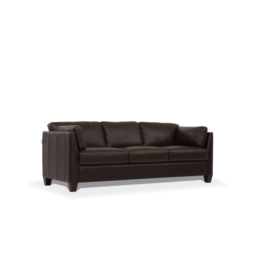 

    
Modern Chocolate Leather Sofa + Loveseat + Chair by Acme Matias 55010-3pcs

