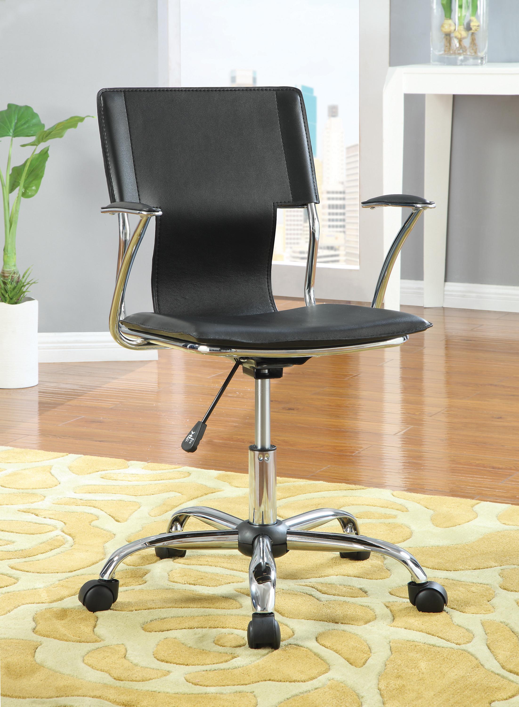 

    
Modern Chrome & Black Leatherette Office Chair Coaster 800207
