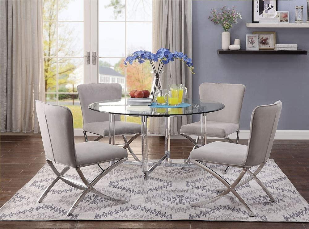 Modern, Traditional Dining Room Set Daire 71180-5pcs in Clear 