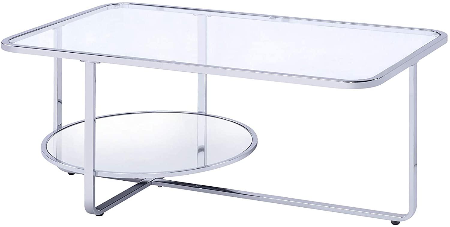 

    
Modern Chrome & Glass Coffee Table by Acme Hollo 83930
