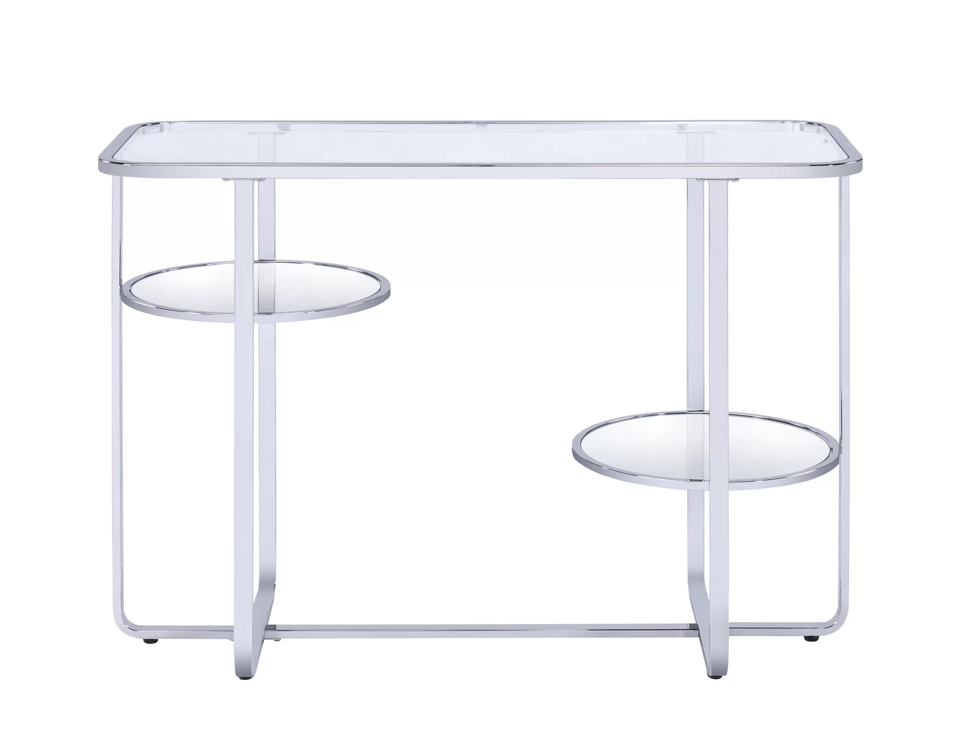 

    
83930-3pcs Modern Chrome & Glass Coffee Table + End Table + Sofa Table by Acme Hollo 83930-3pcs
