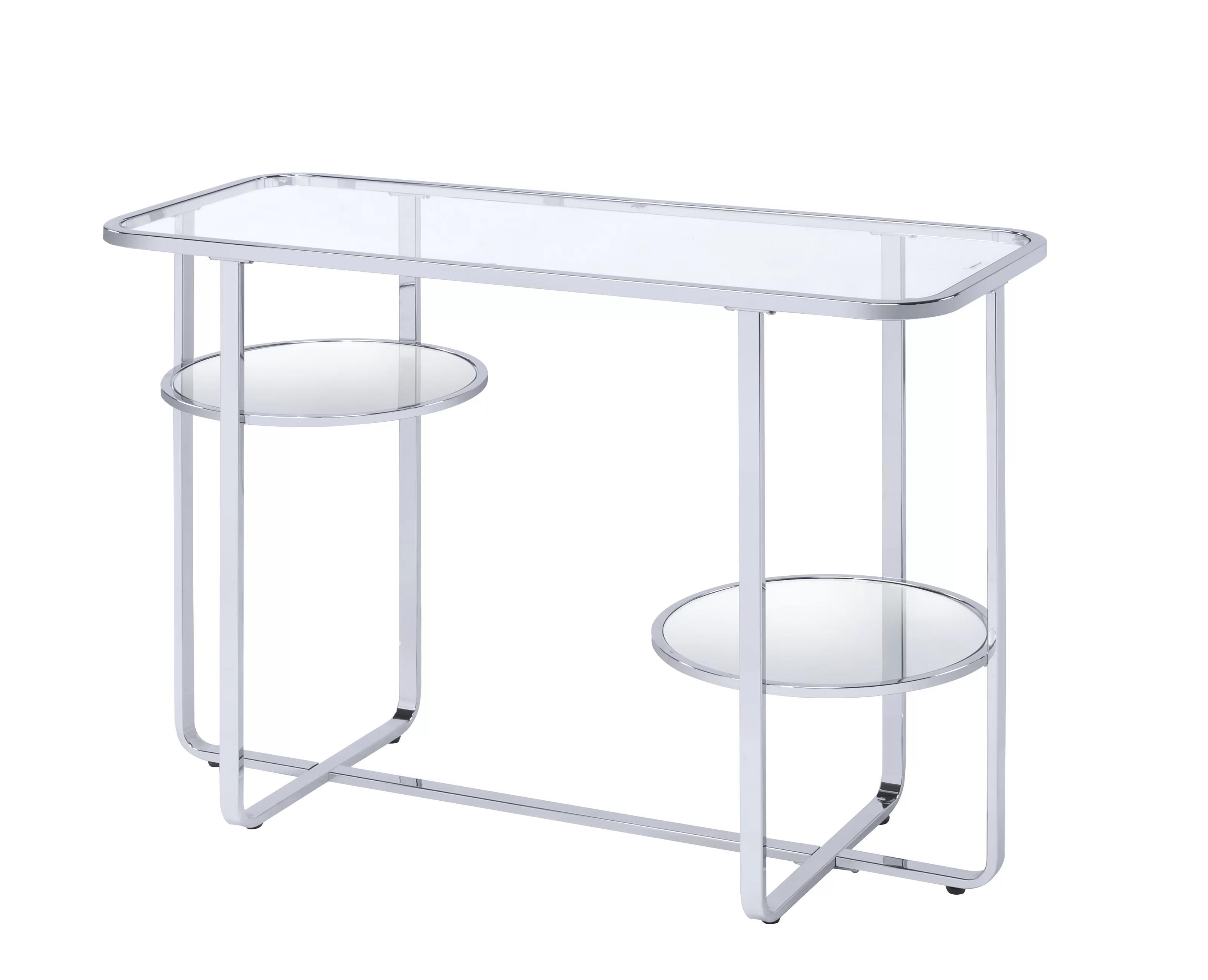 

    
Modern Chrome & Glass Sofa Table by Acme Hollo 83934
