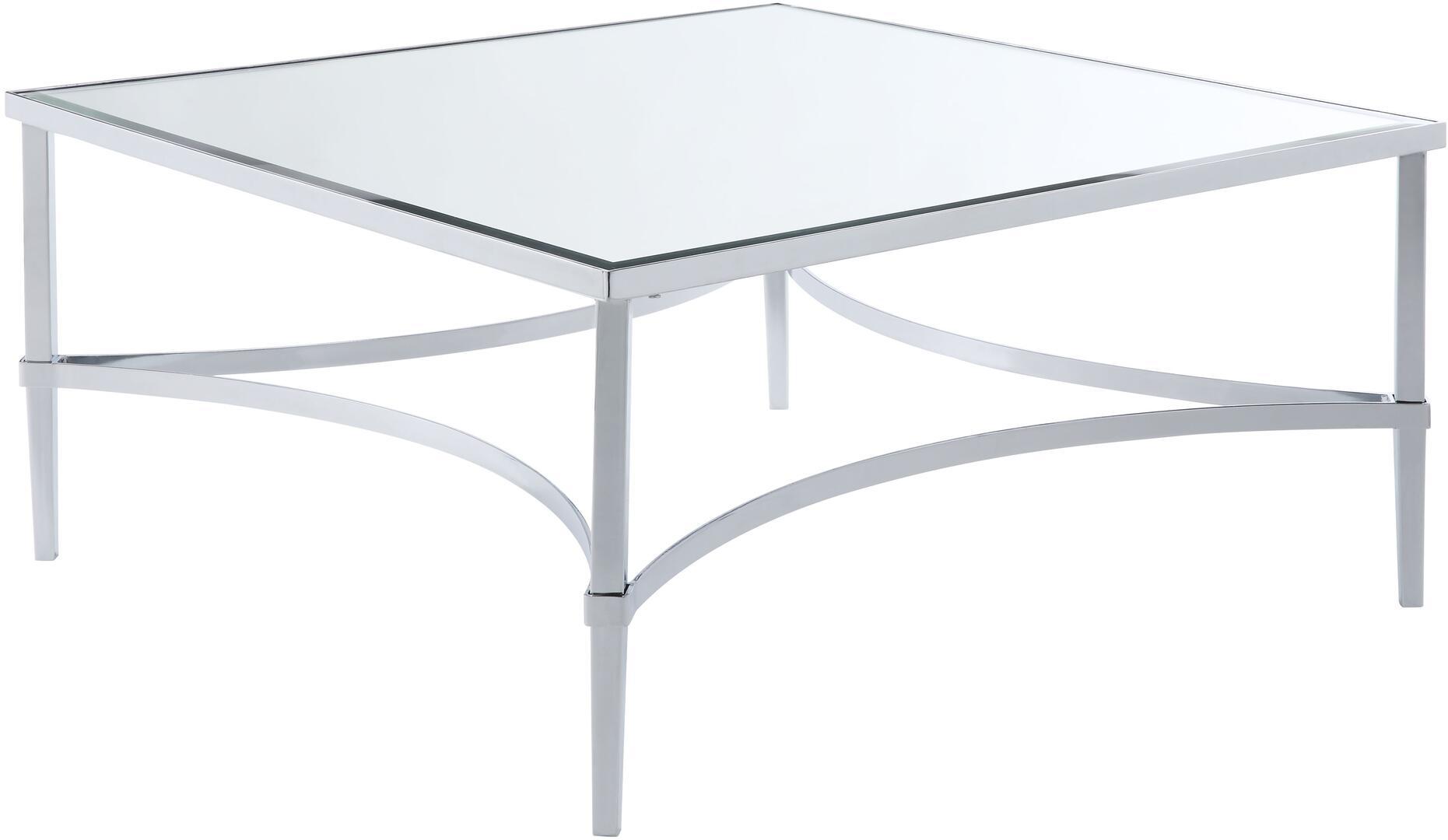 

    
Modern Chrome & Mirror Coffee Table + 2 End Tables by Acme Petunia 80190-3pcs
