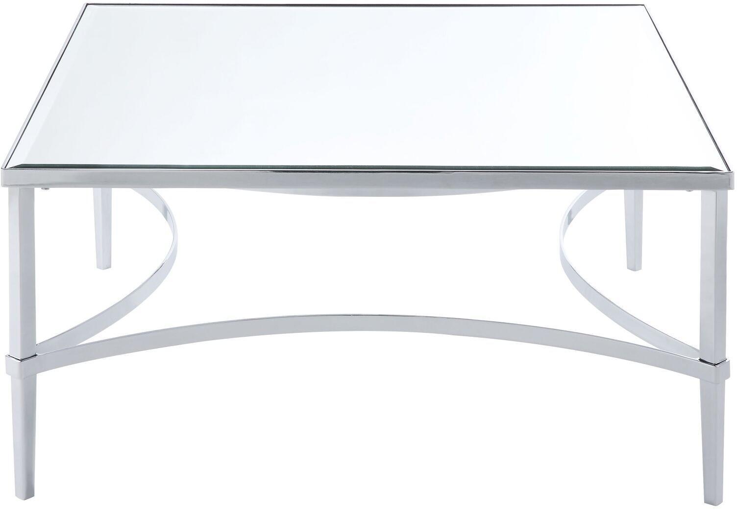 

    
Modern Chrome & Mirror Coffee Table + 2 End Tables by Acme Petunia 80190-3pcs
