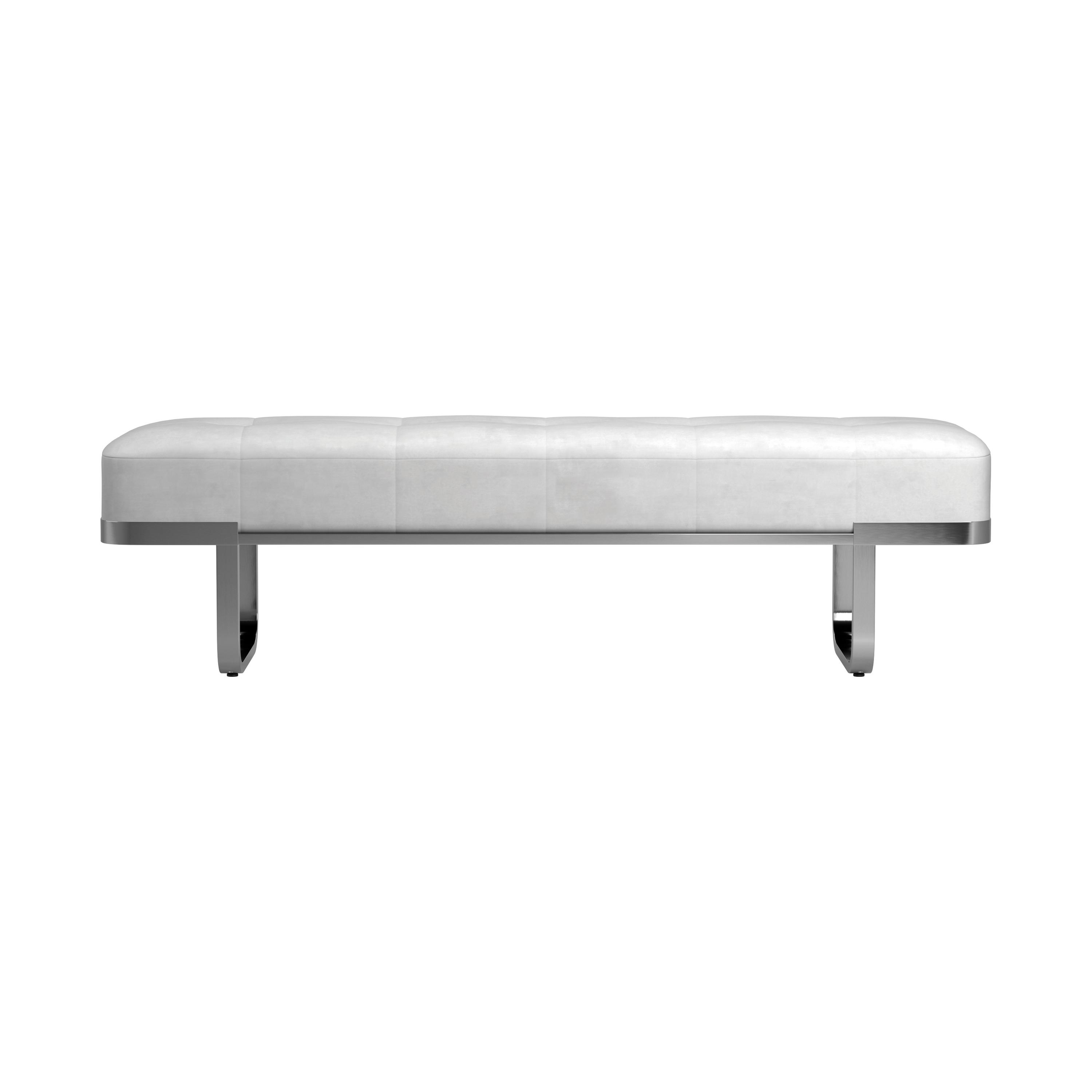 

    
Modern Chrome & Off-White Velvet Bench Coaster 910251
