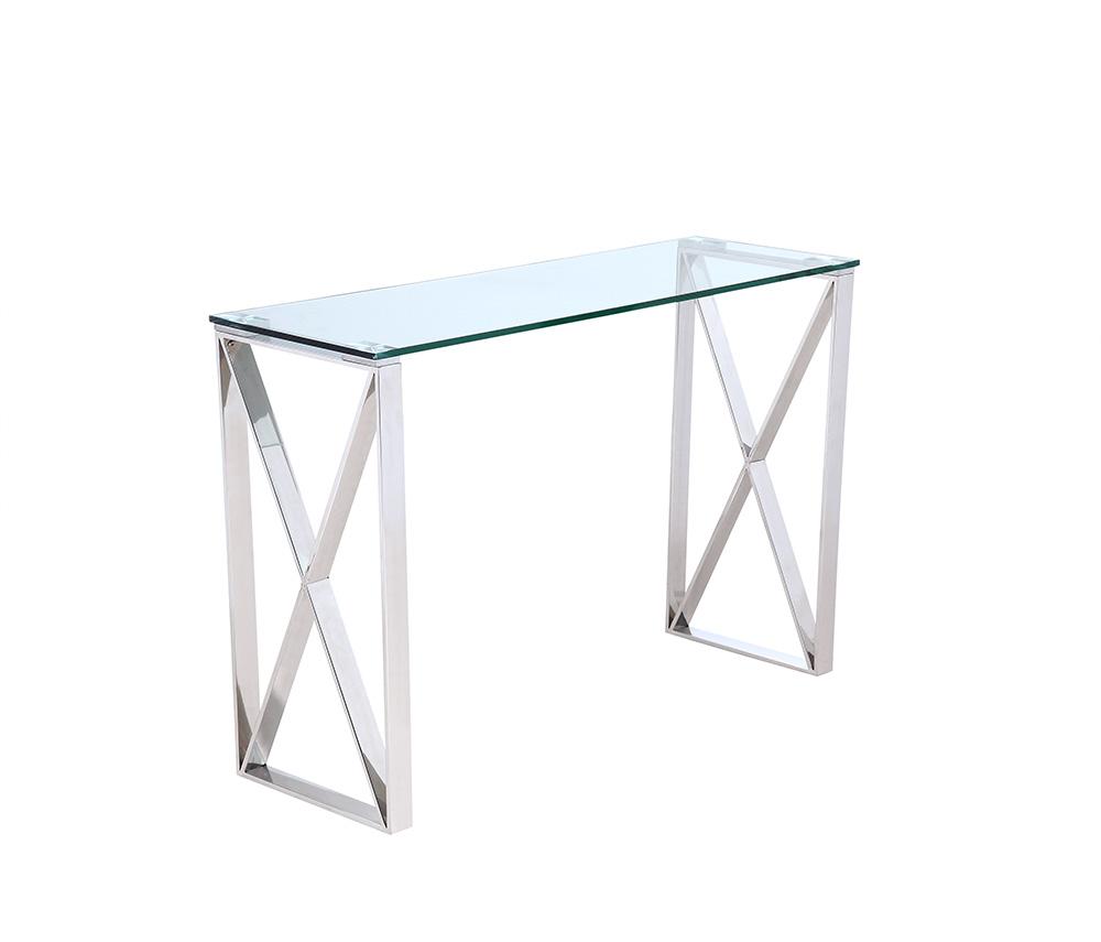 

    
Modern Chrome Stainless Steel & Clear Glass Console Table WhiteLine CO1376 Brooke
