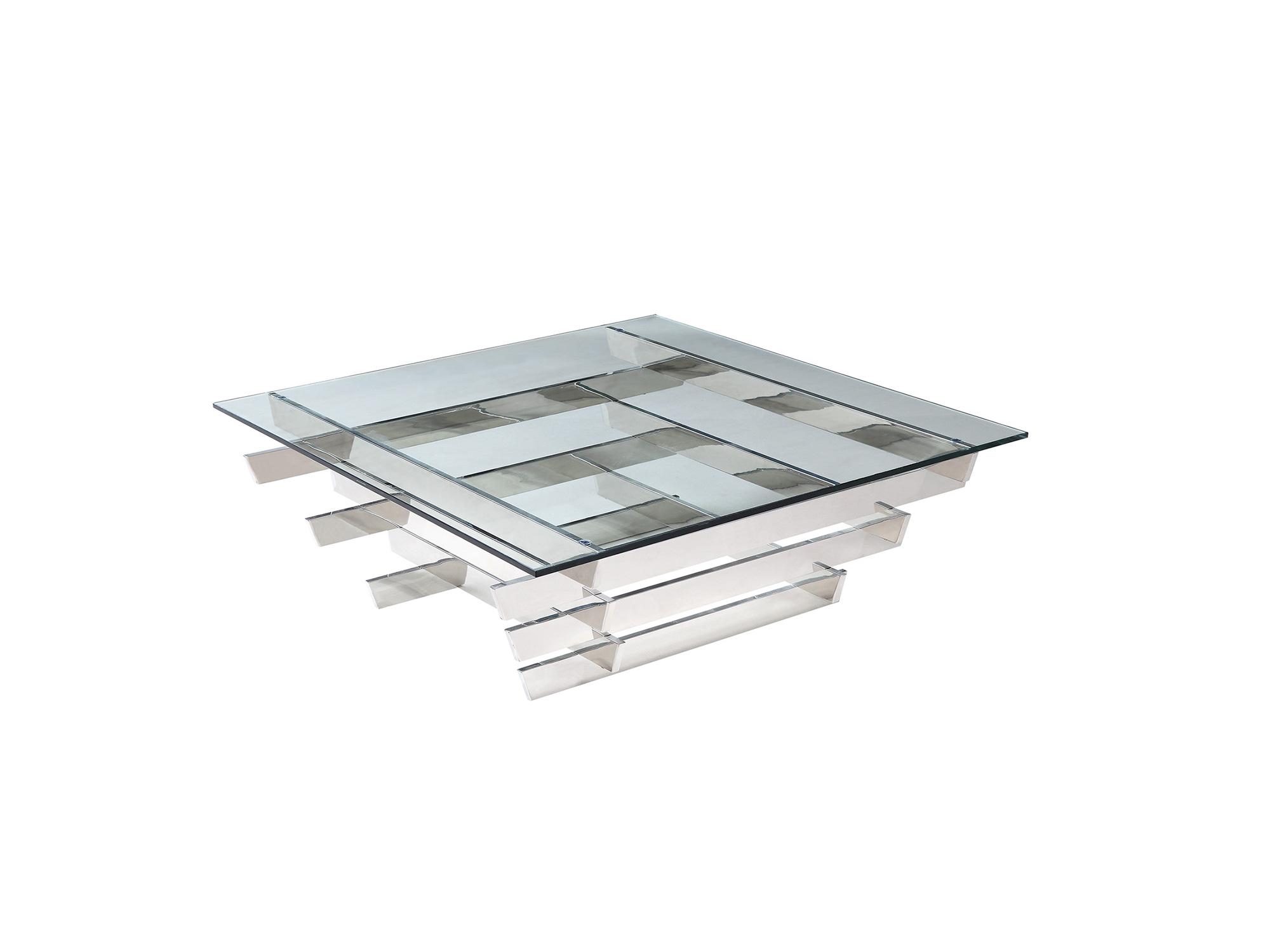 

    
Modern Chrome Stainless Steel & Glass Coffee Table WhiteLine CT1376 Aura
