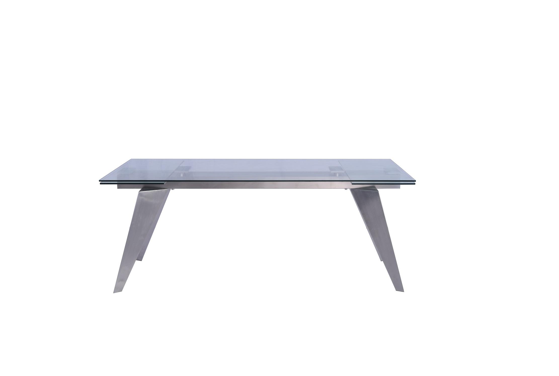 

    
Modern Chrome Stainless Steel & Tempered Glass Dining Table WhiteLine DT1427 Kristy
