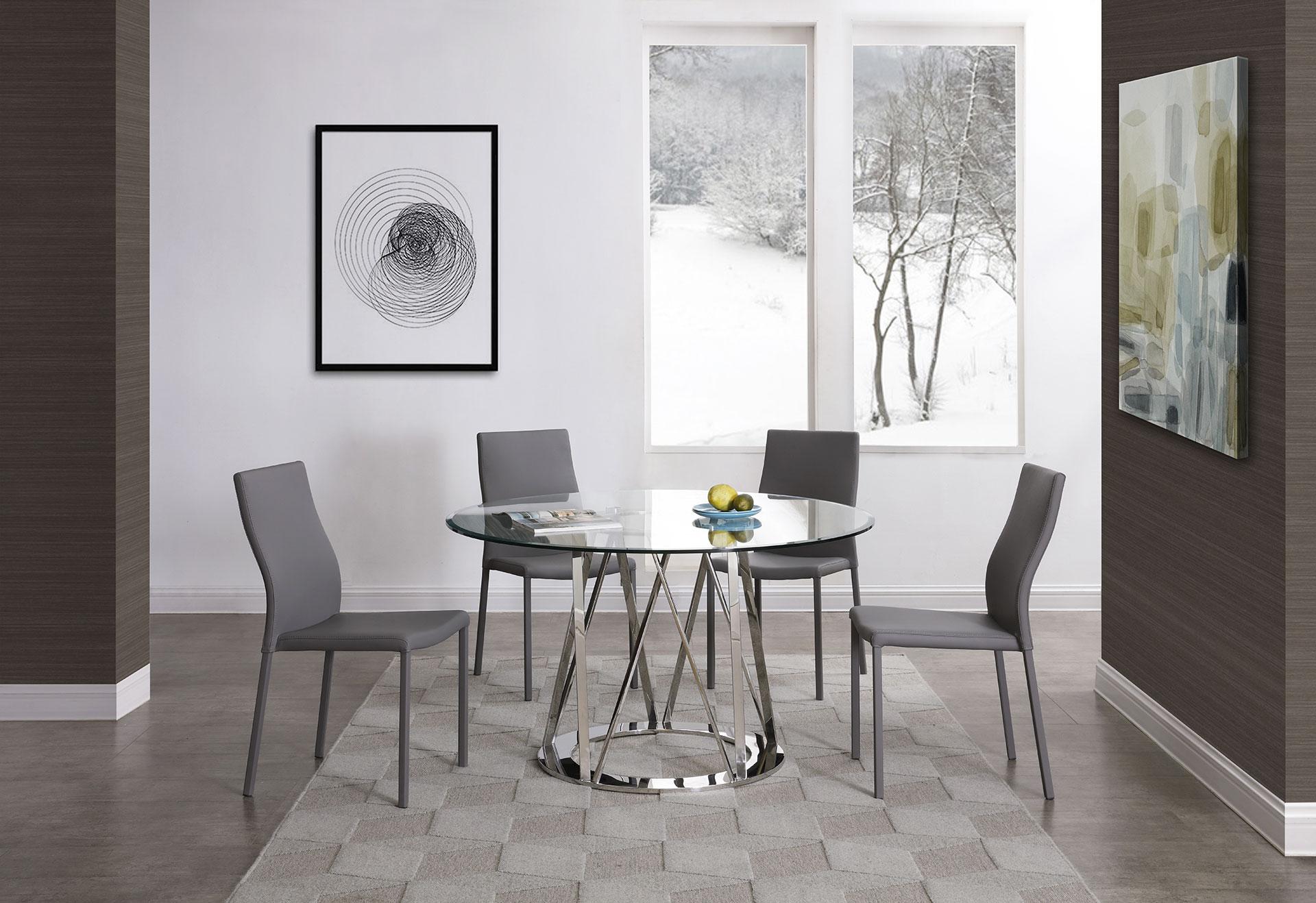 

    
Modern Chrome Stainless Steel & Tempered Glass Dining Table WhiteLine DT1468 Hanover

