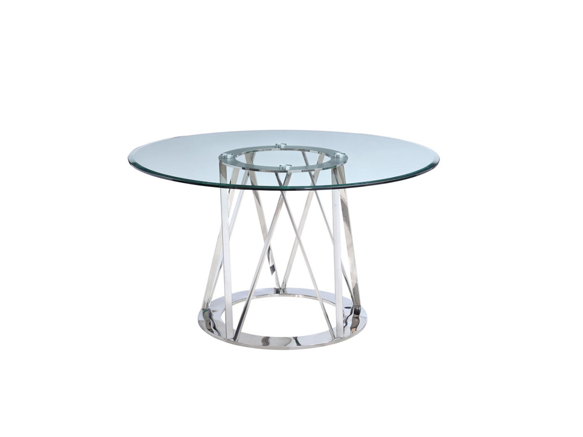 

    
Modern Chrome Stainless Steel & Tempered Glass Dining Table WhiteLine DT1468 Hanover
