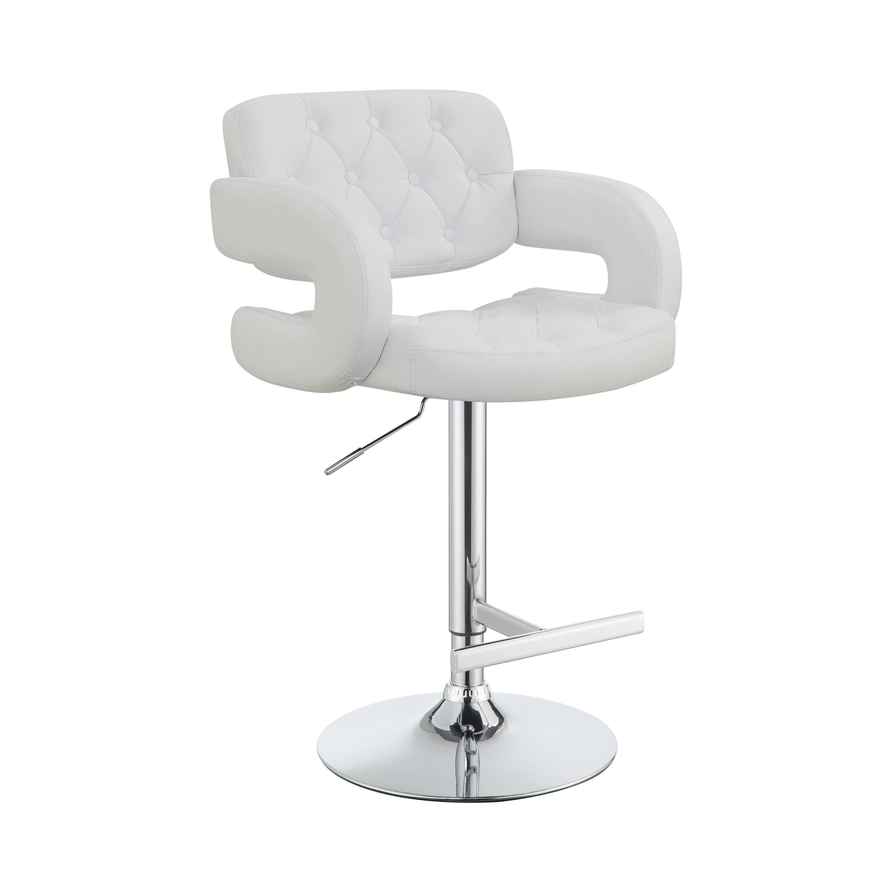 

    
Modern Chrome & White Leatherette Bar Stool Coaster 102557
