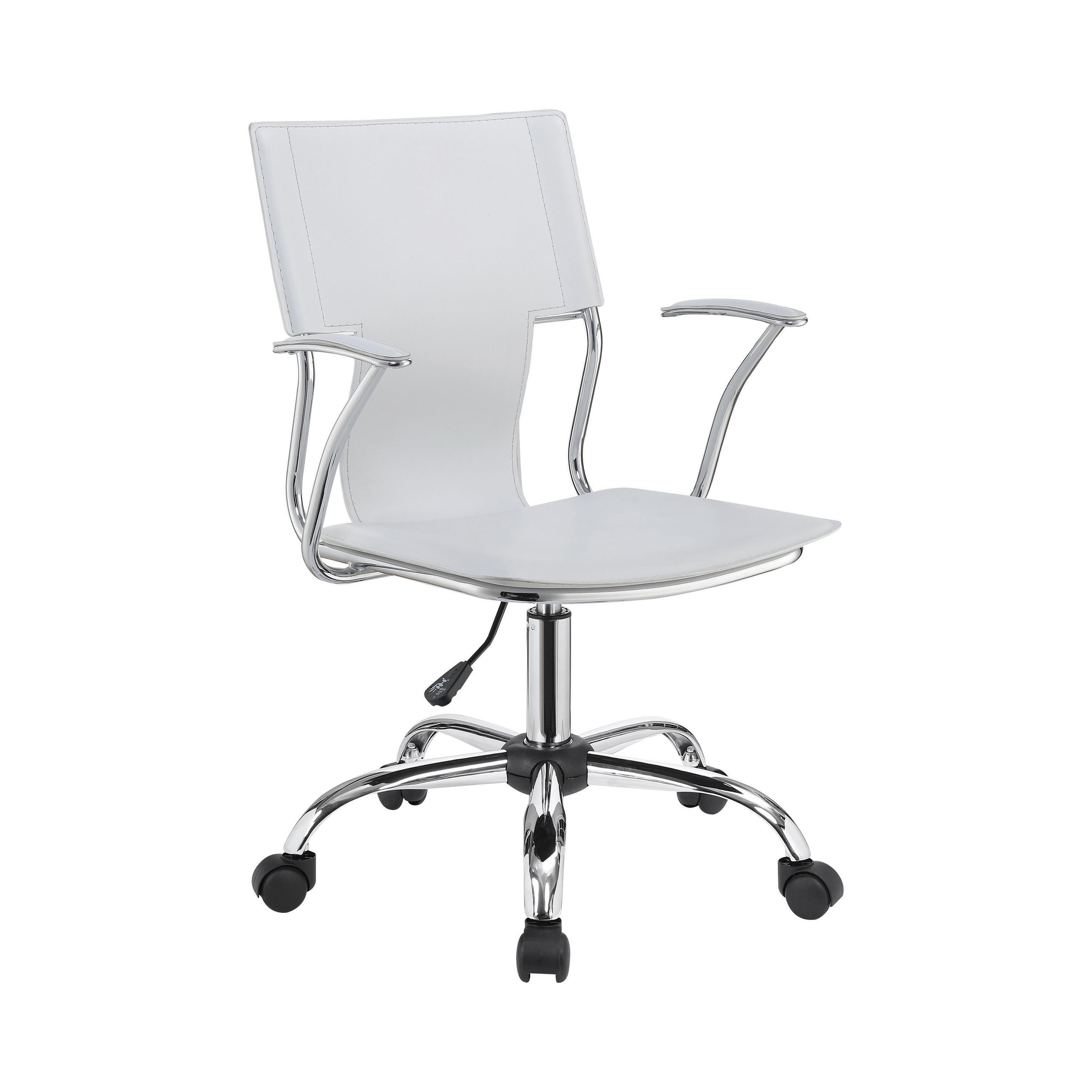 

    
Modern Chrome & White Leatherette Office Chair Coaster 801363
