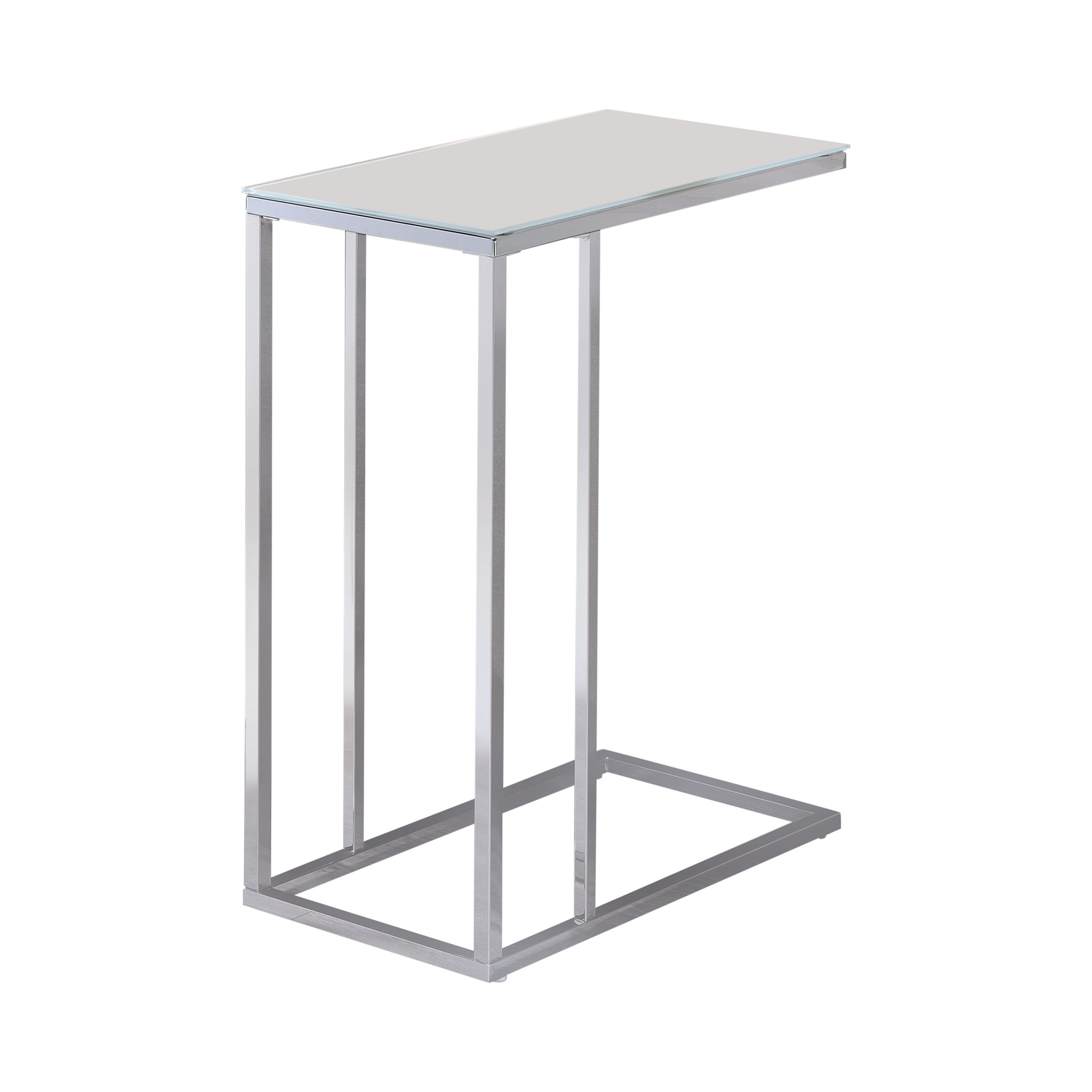 

    
Modern Chrome & White Tempered Glass Top Snack Table Coaster 900250
