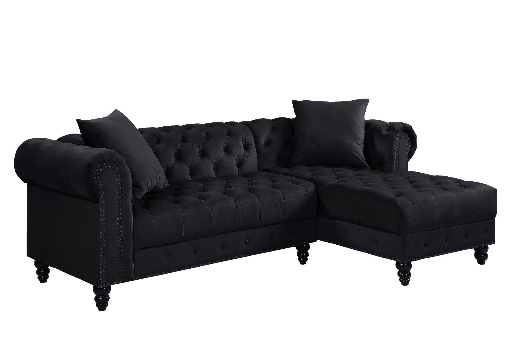 

    
Modern & Classic Black Velvet Sectional Sofa by Acme Adnelis 57320-2pcs
