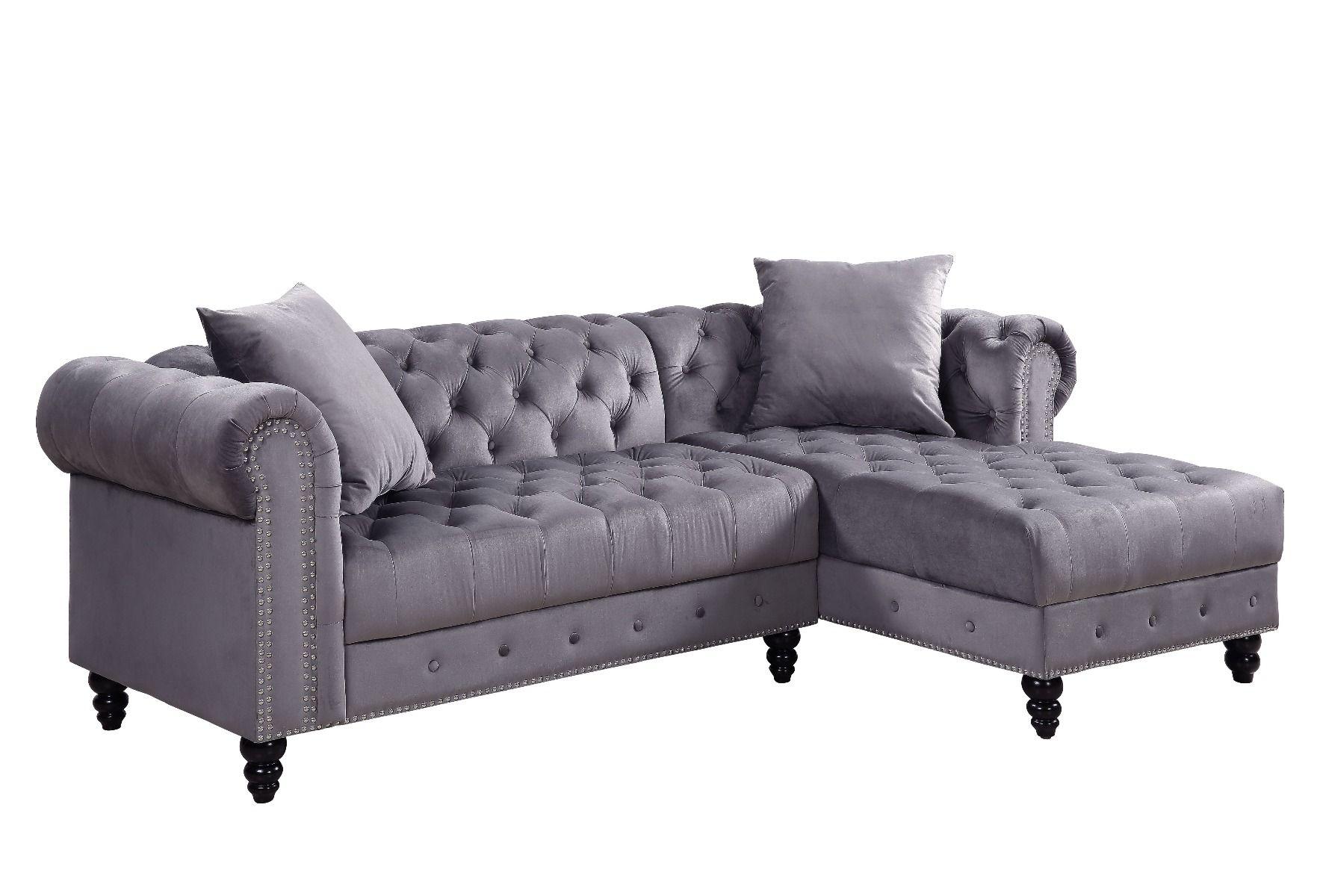 

    
Modern & Classic Gray Velvet Sectional Sofa by Acme Adnelis 57325-2pcs
