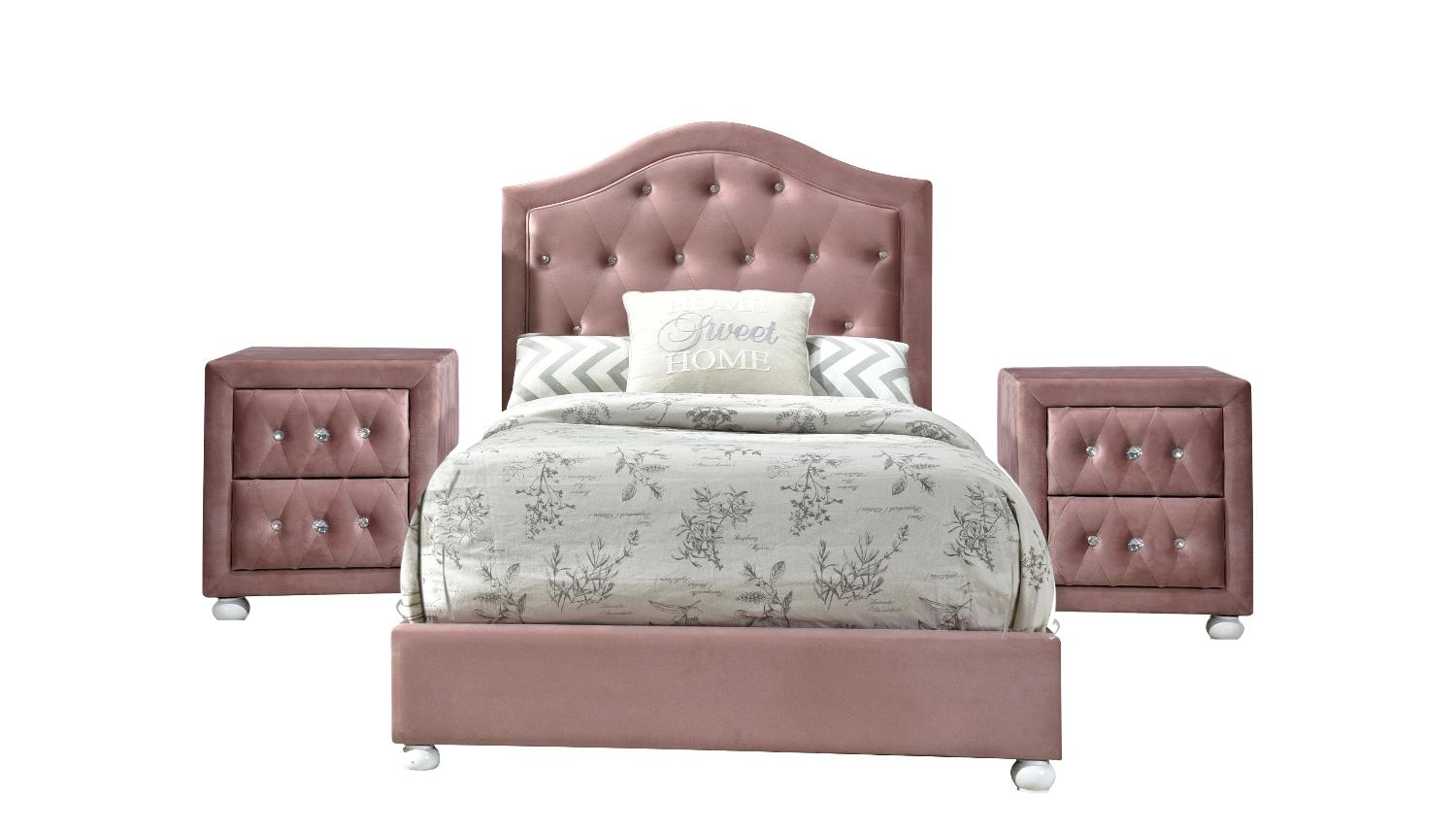 

    
Modern & Classic Pink Fabric Twin Bedroom Set by Acme Reggie 30820T-3pcs
