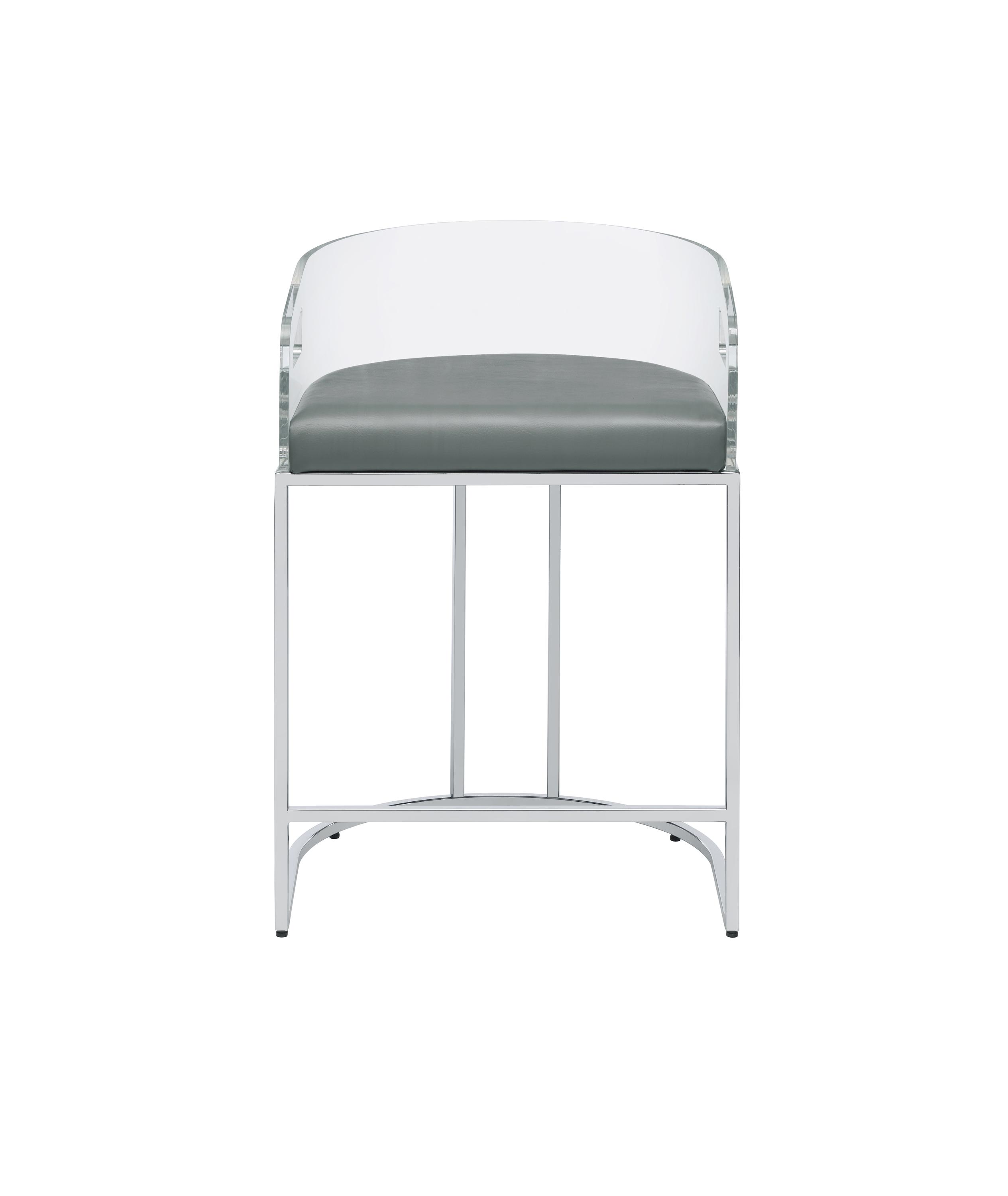 Modern Counter Height Stool Set 183405 183405 in Clear, Gray Leatherette