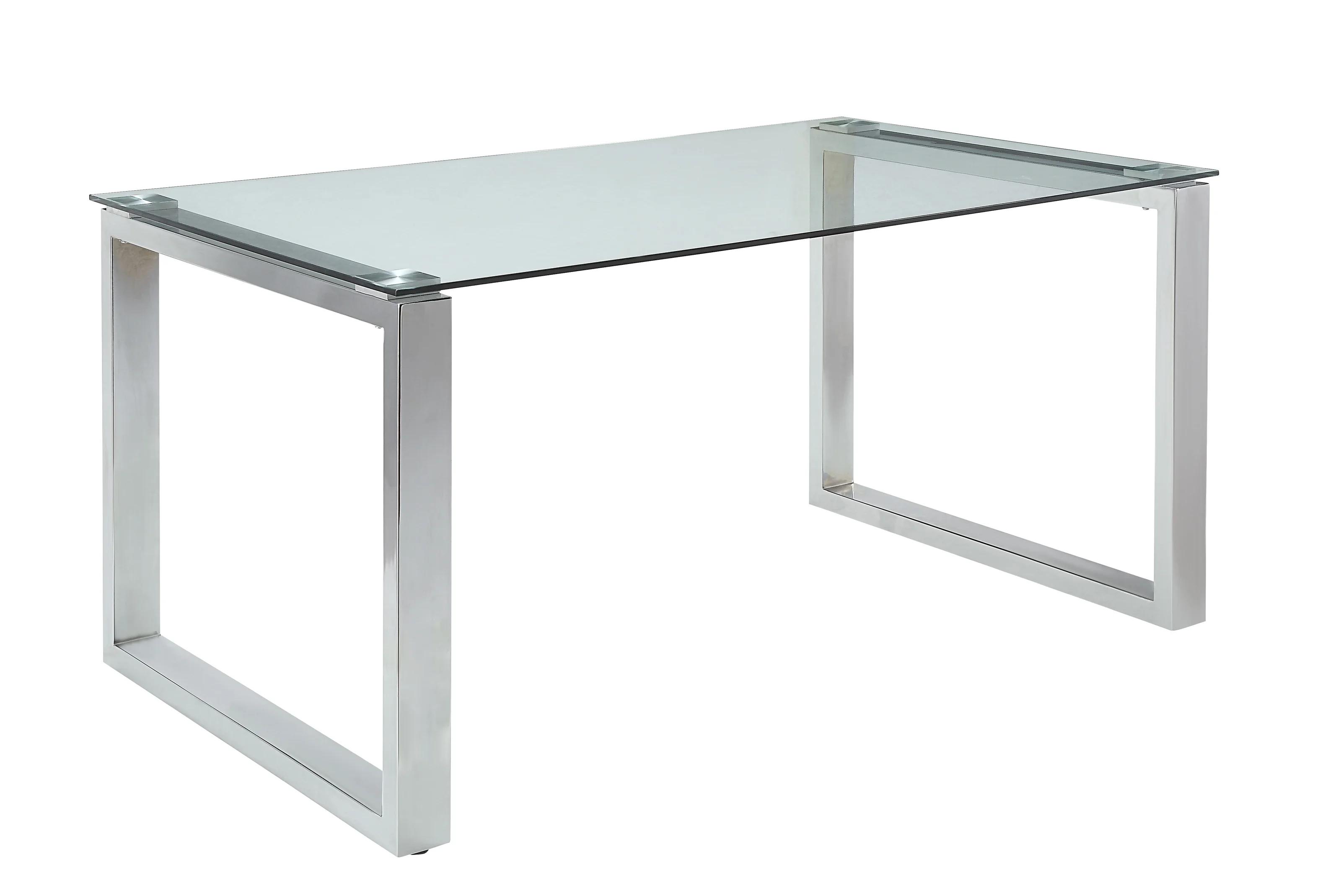 

    
Modern Clear Glass & Chrome Dining Table by Acme Abraham 74015
