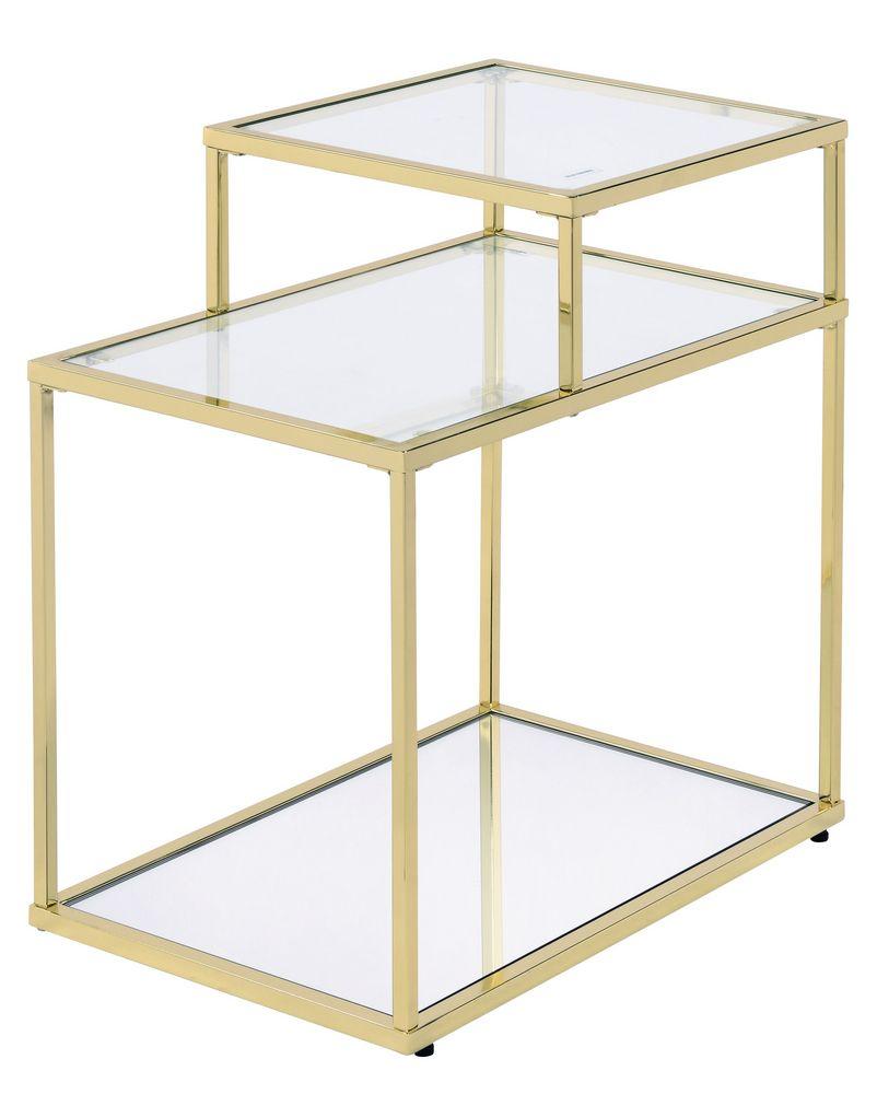 

    
Modern Clear Glass & Gold End Table by Acme Uchenna 83474
