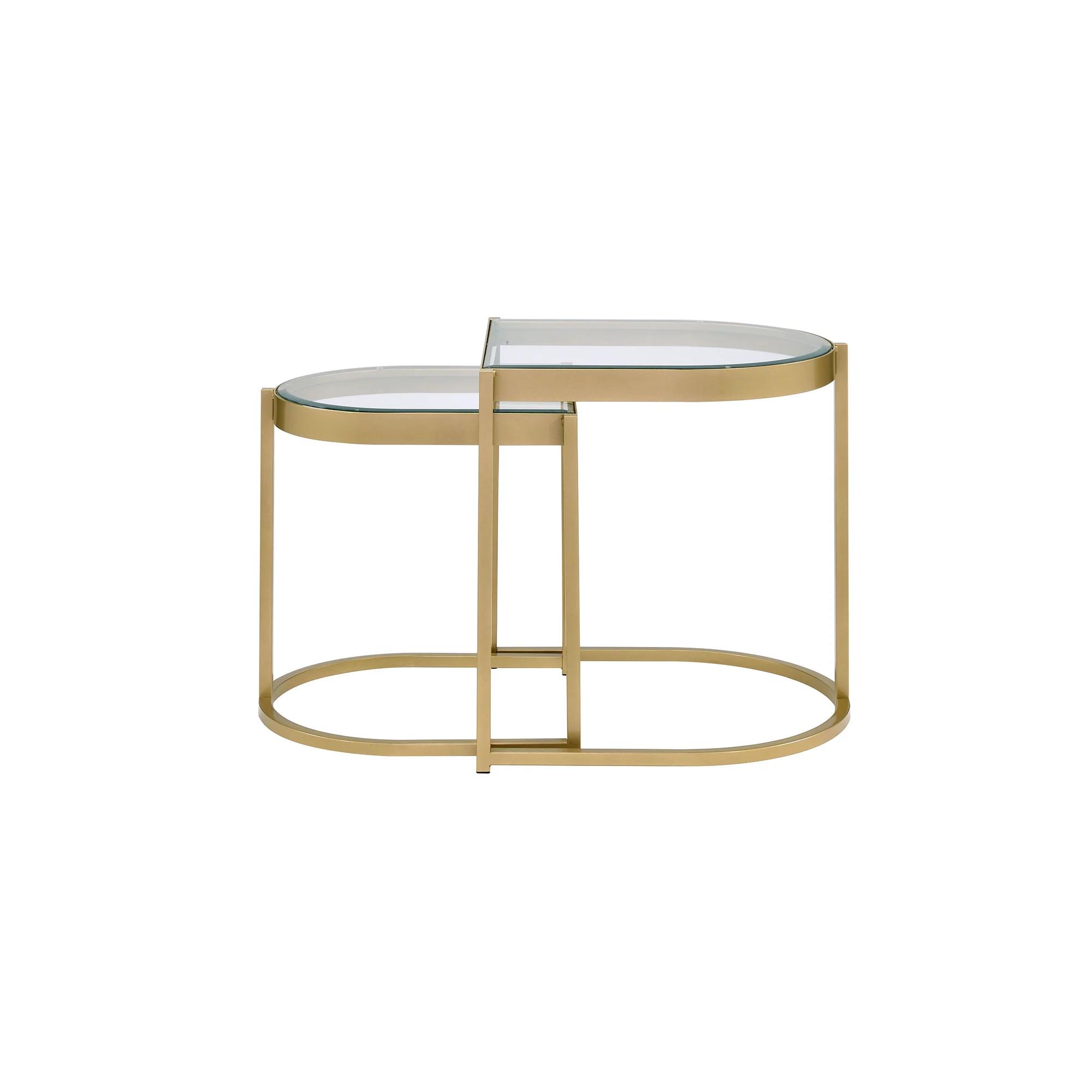 

    
Modern Clear Glass & Gold Finis 2pcs Coffee Table by Acme Timbul 82340
