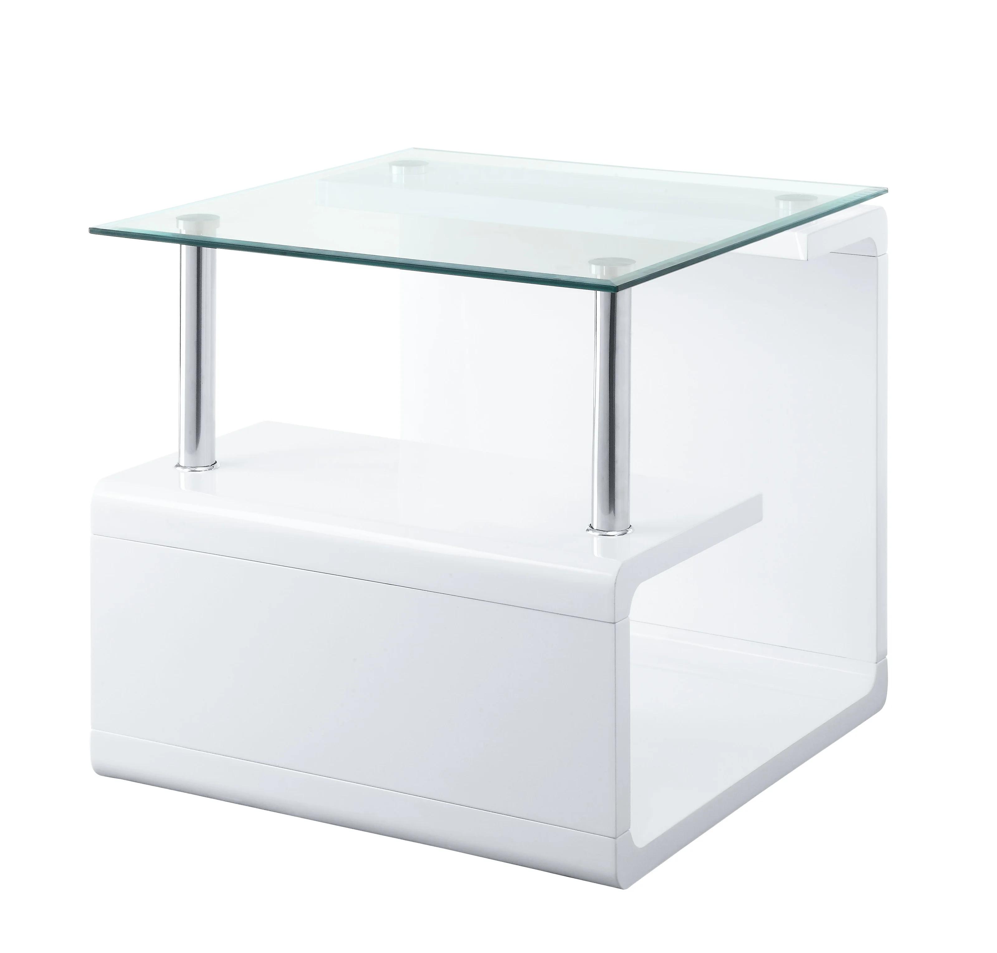 

    
Modern Clear Glass & White End Table by Acme Nevaeh 82362
