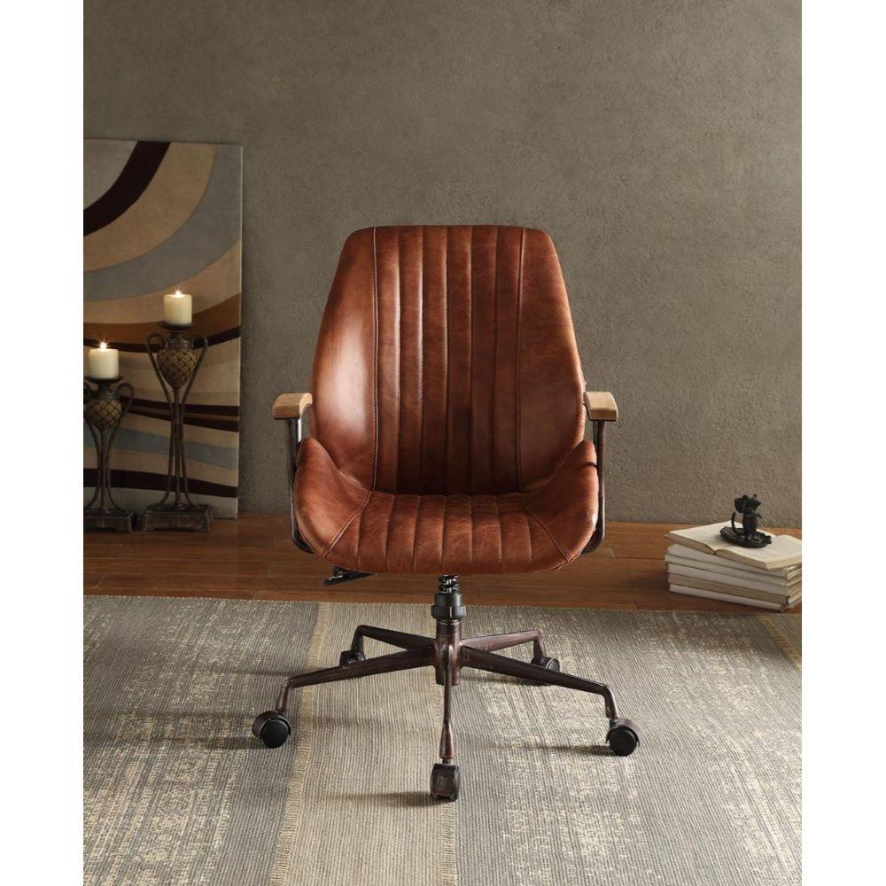 

    
Modern Cocoa Top Grain Leather Office Chair by Acme Hamilton 92413
