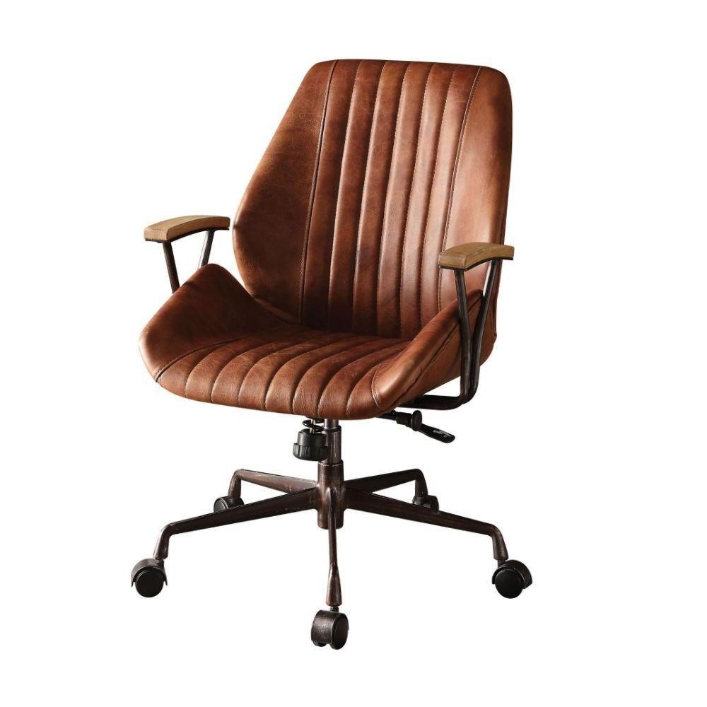 Modern, Classic Home Office Chair Hamilton 92413 in Cocoa Top grain leather